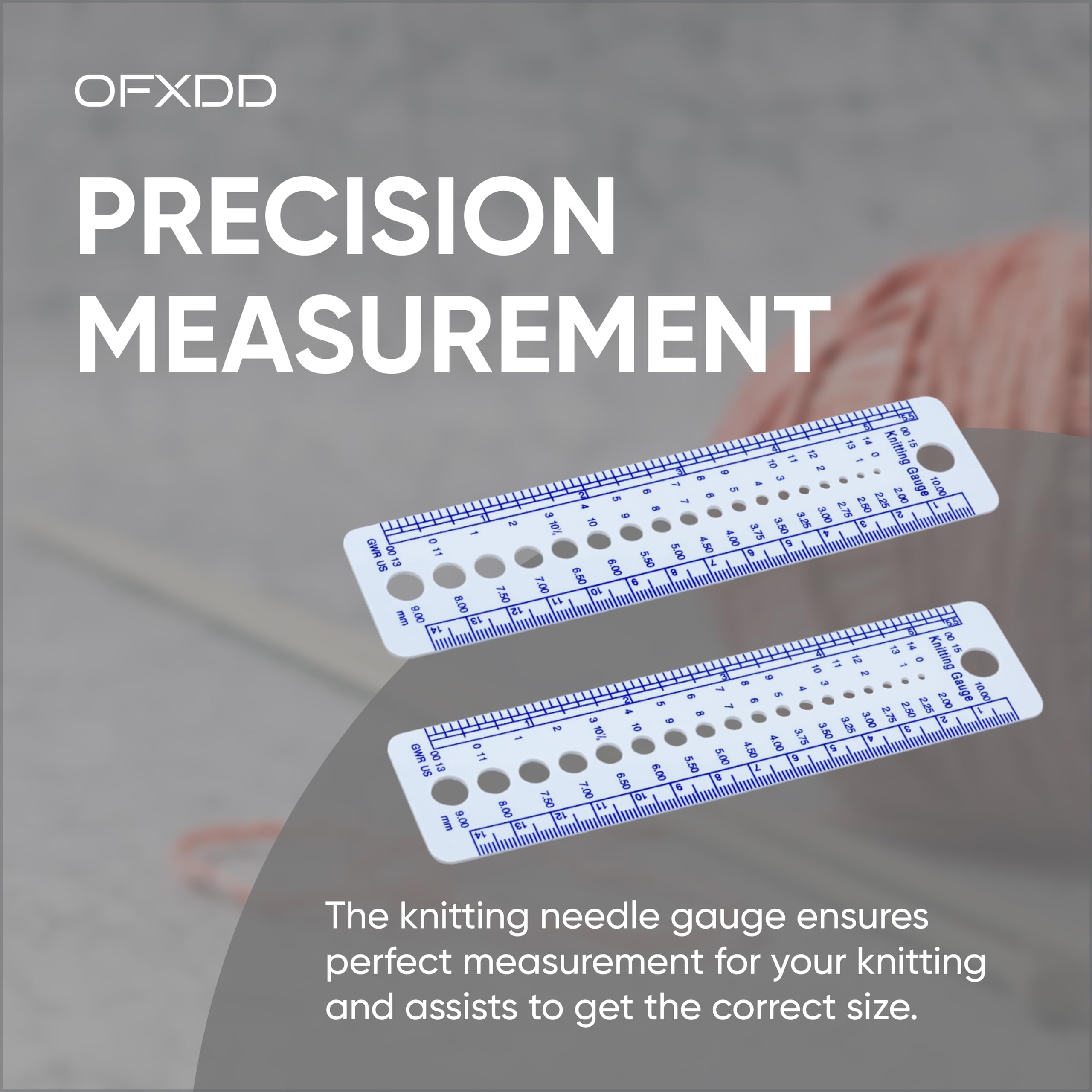 8-Piece Knitting Needle Sizer Gauge Set - Precision Knitting Needle Measuring Tool with Ruler - Perfect for Yarn Crafts, DIY Knitting Projects & Crochet Accessories