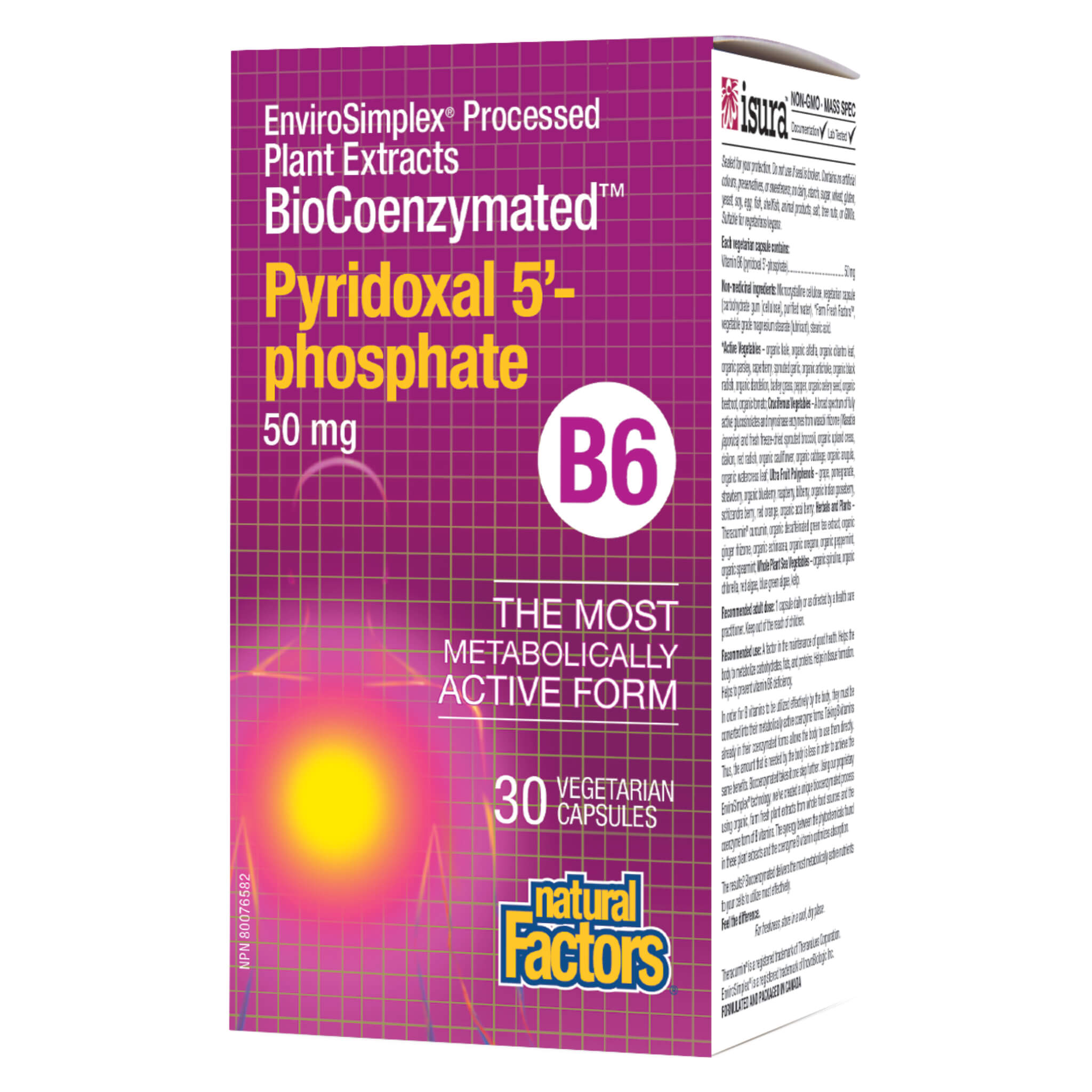BioCoenzymated B6 Pyridoxal 5' Phosphate 50mg Supplement - Supports Energy, Metabolism & Nervous System - Ideal for Active Lifestyles & Wellness Routines