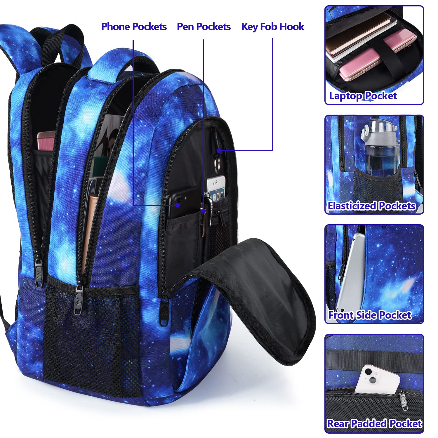 MATEIN Anti-Theft Laptop Backpack for Students - Water Resistant USB Charging Bookbag Fits 15.6 Inch Computer, Slim Travel Backpack for Men & Women, Perfect for School, College, Work & Daily Commute