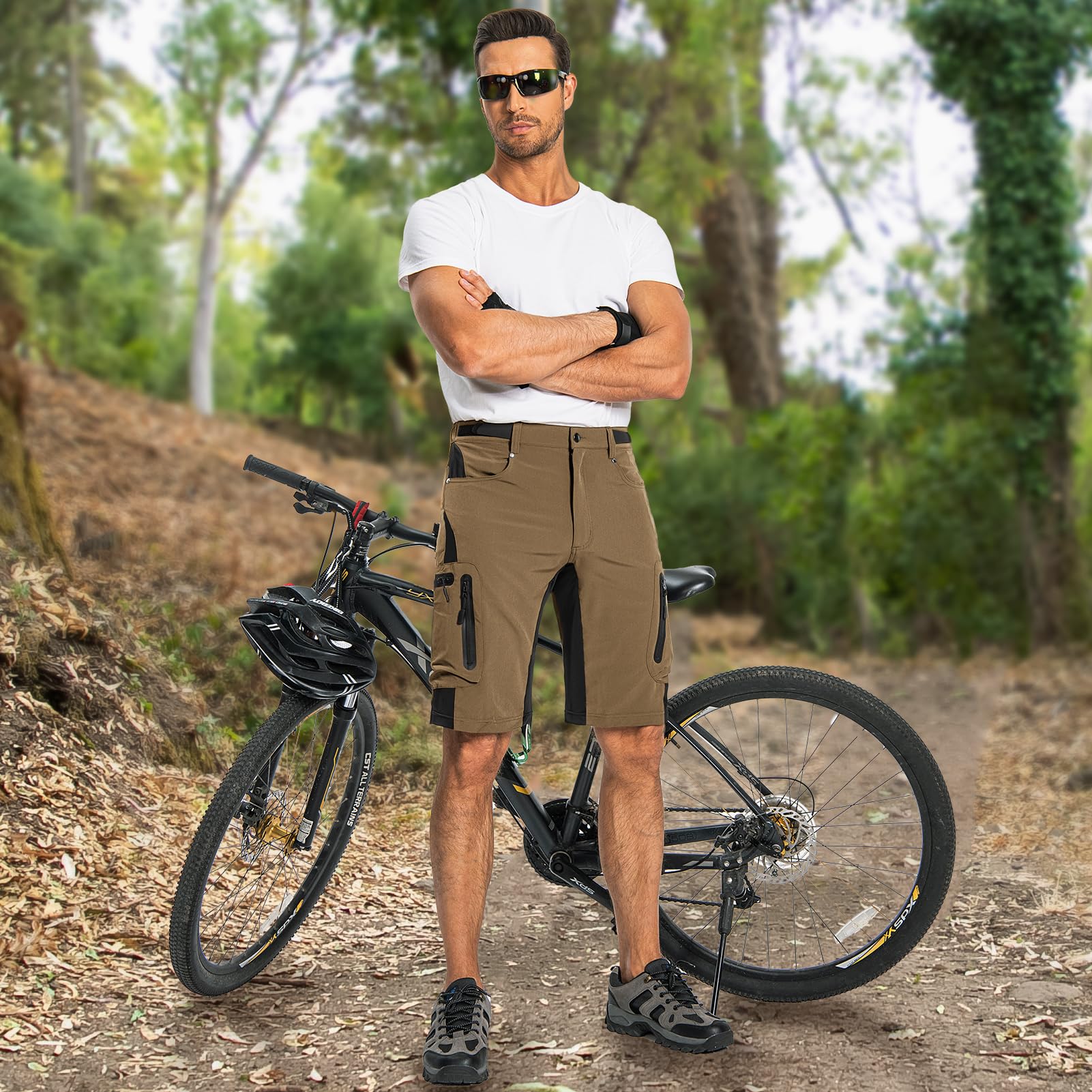 **Ally Men's Mountain Bike Shorts - 4D Padded Loose-Fit Cycling Shorts for Biking & MTB - Lightweight Breathable Baggy Bike Shorts for Trail Riding & Commuting**
