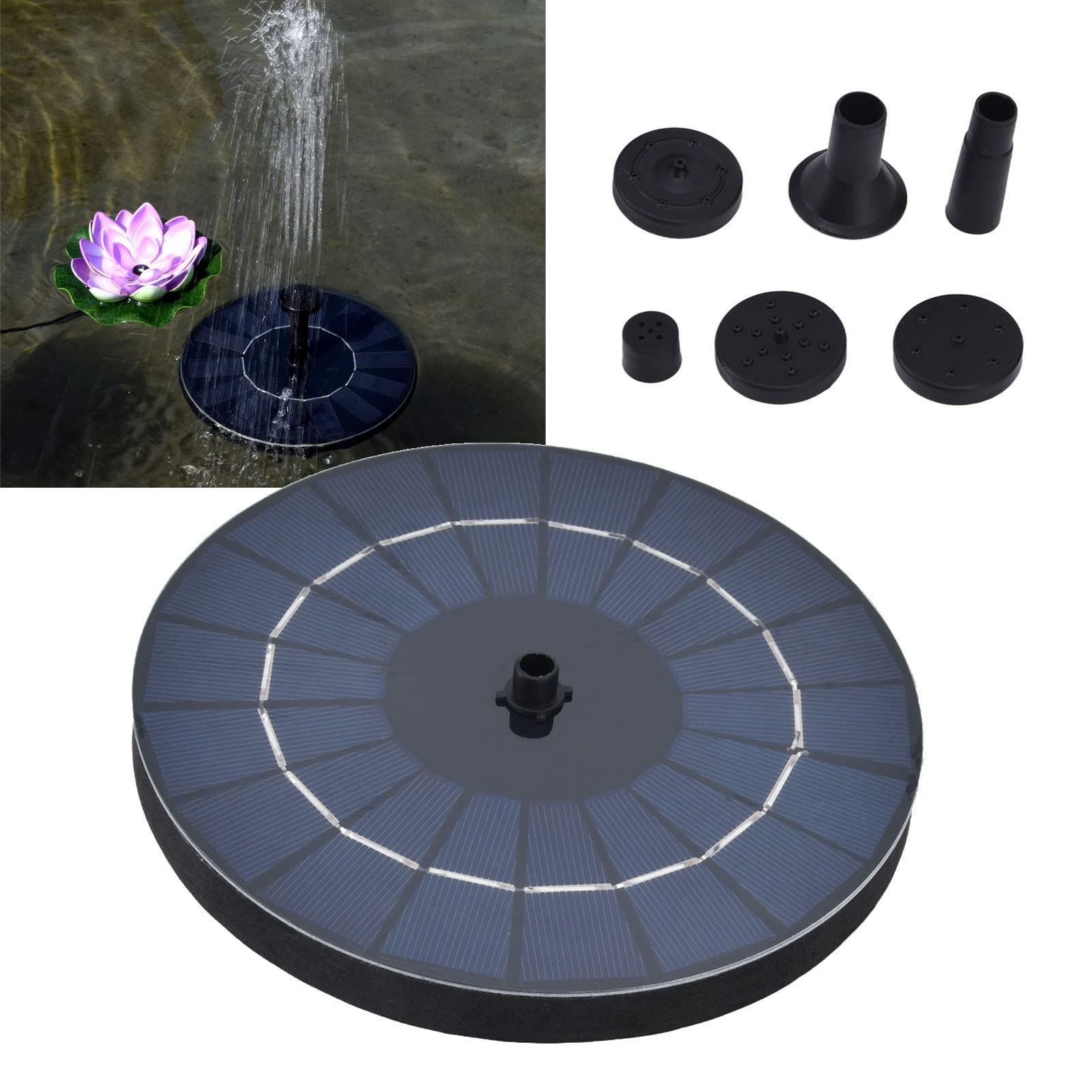Solar Fountain Pump 9V 3.5W IP68 Waterproof - Outdoor Solar Powered Water Fountain for Garden, Pond, Bird Bath & Yard Decoration