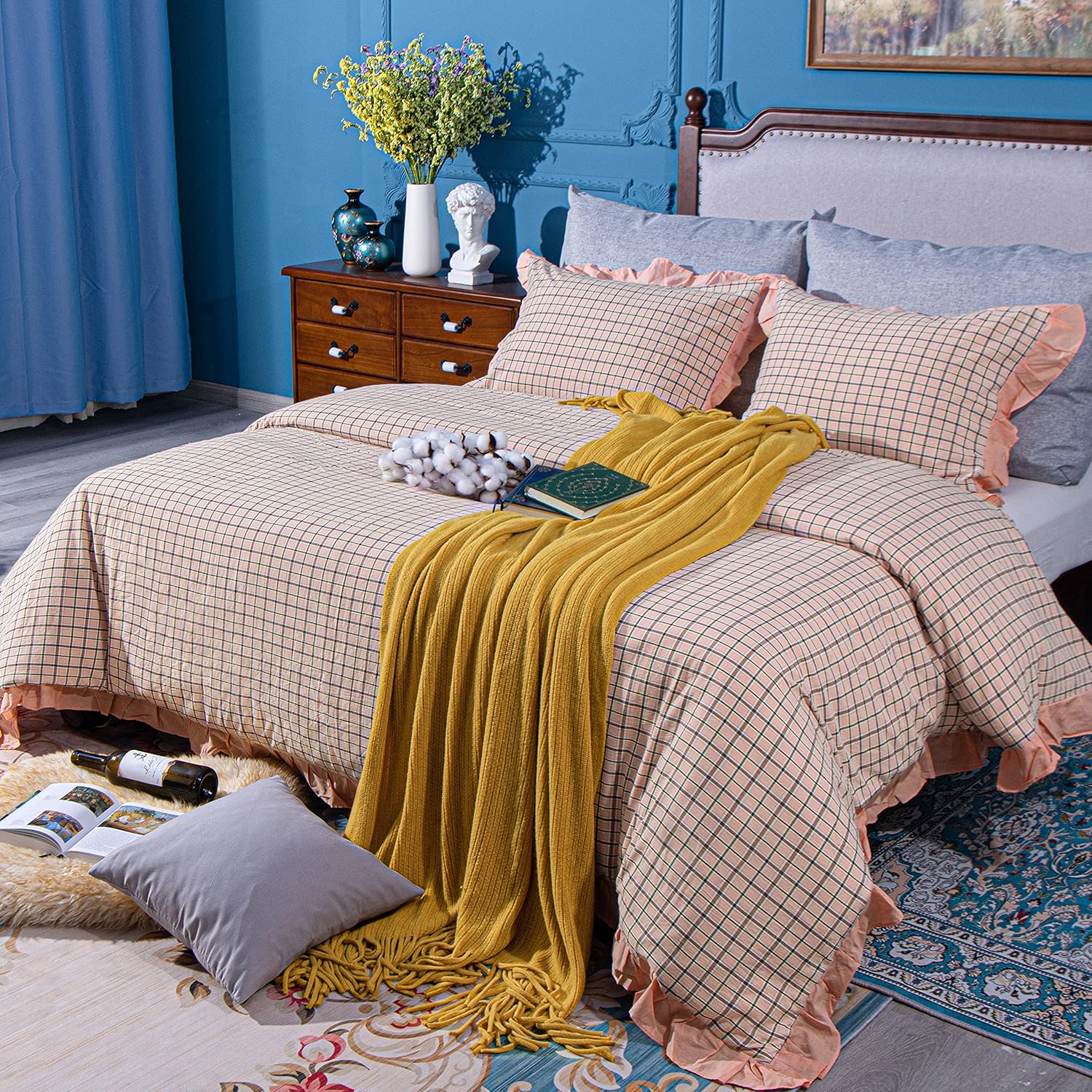 Washed Cotton Ruffled Duvet Cover Set - Soft & Breathable 3-Piece Bedding | NTBAY® - Perfect for Cozy Bedrooms, Guest Rooms & Boho Chic Home Decor