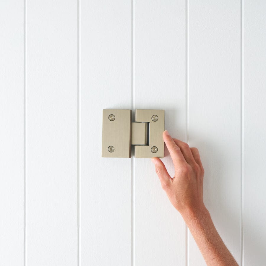 Glass to Glass Shower Door Hinge in Warm Brushed Nickel Finish - Perfect for Bathroom Renovations & Modern Shower Enclosures