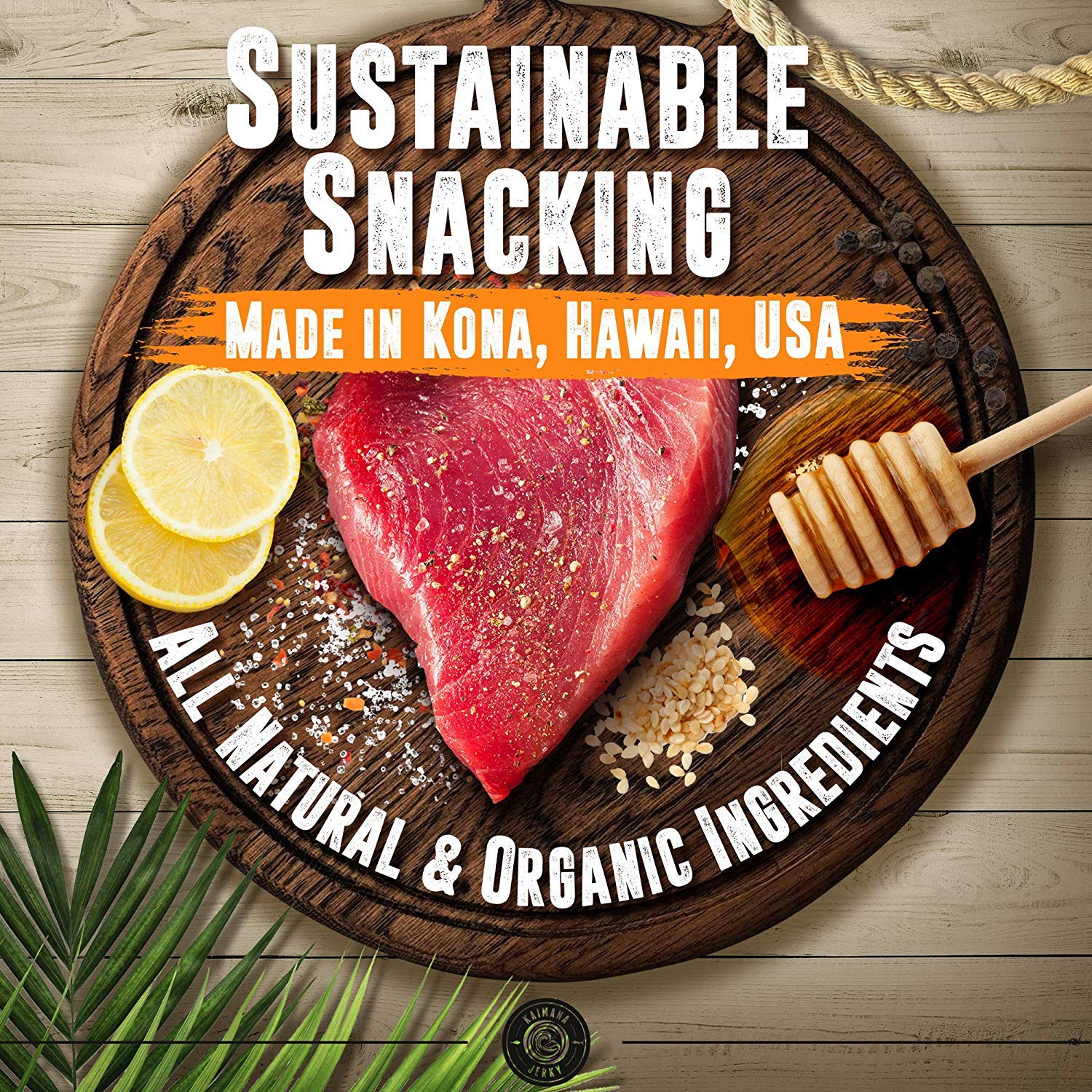 Premium Kaimana Jerky Ahi Tuna Sampler Pack - All Natural Wild Caught Tuna Jerky Snacks, High Protein (9g) & Rich in Omega-3 | USA Made | 5-Pack (0.50 oz each) | Perfect for Hiking, Camping & Healthy On-the-Go Snacking