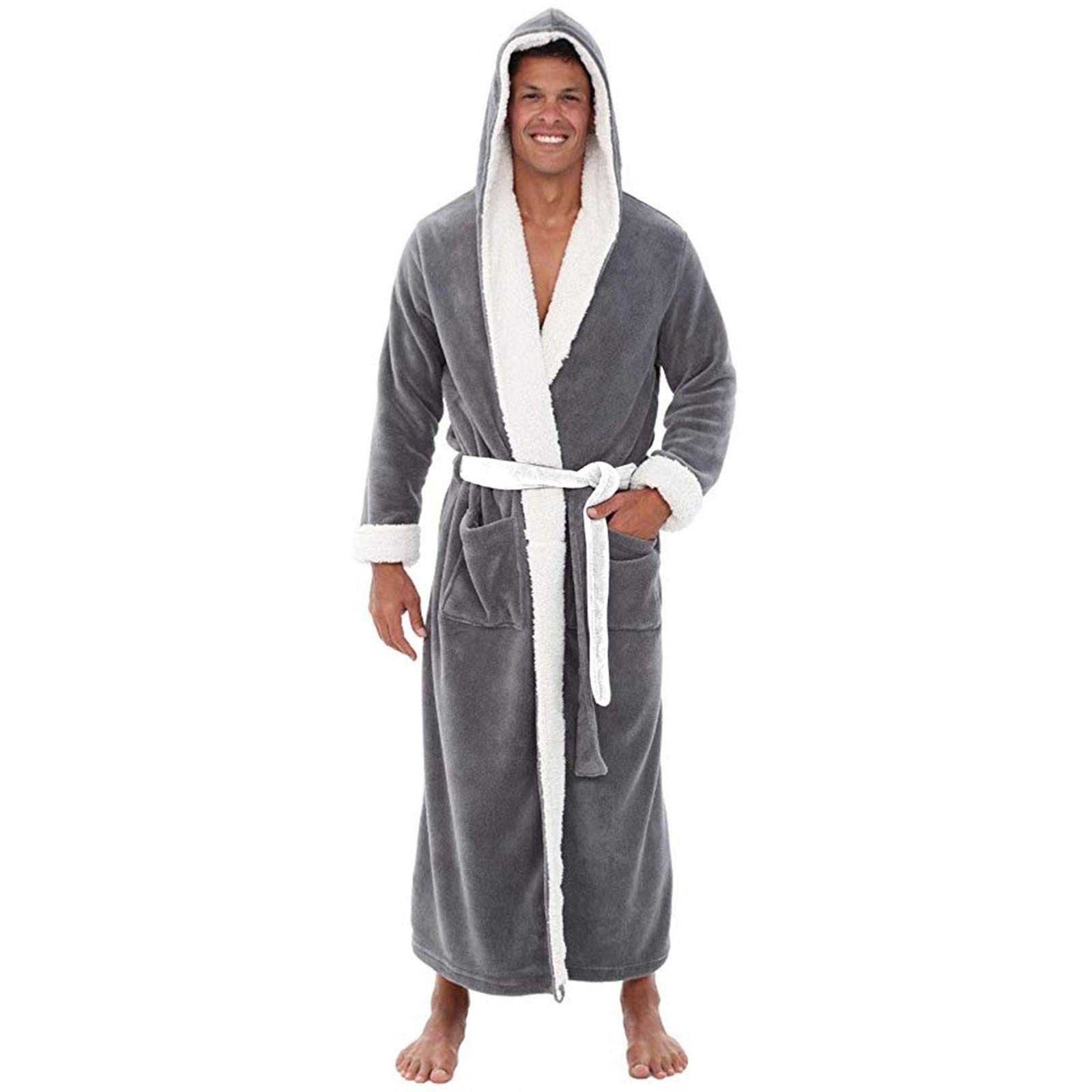 Premium Men's Plush Hooded Bathrobe - Soft Microfiber Sleepwear with Long Sleeves | Cozy Loungewear, Pajama Alternative & Blanket Robe for Home Relaxation, Spa Days & Winter Comfort
