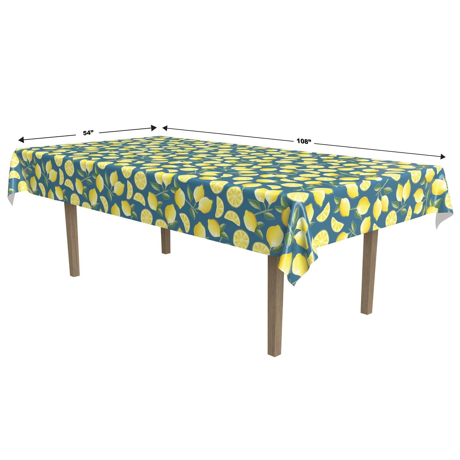 12 Pack Beistle Lemon Party Table Covers - Colorful Lemon Print Disposable Tablecloths for Summer BBQs, Picnics & Birthday Parties