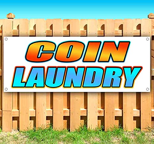 13 oz Heavy-Duty Vinyl Coin Laundry Banner with Metal Grommets - Single-Sided, Durable Non-Fabric Sign for Laundromat, Car Wash & Business Advertising