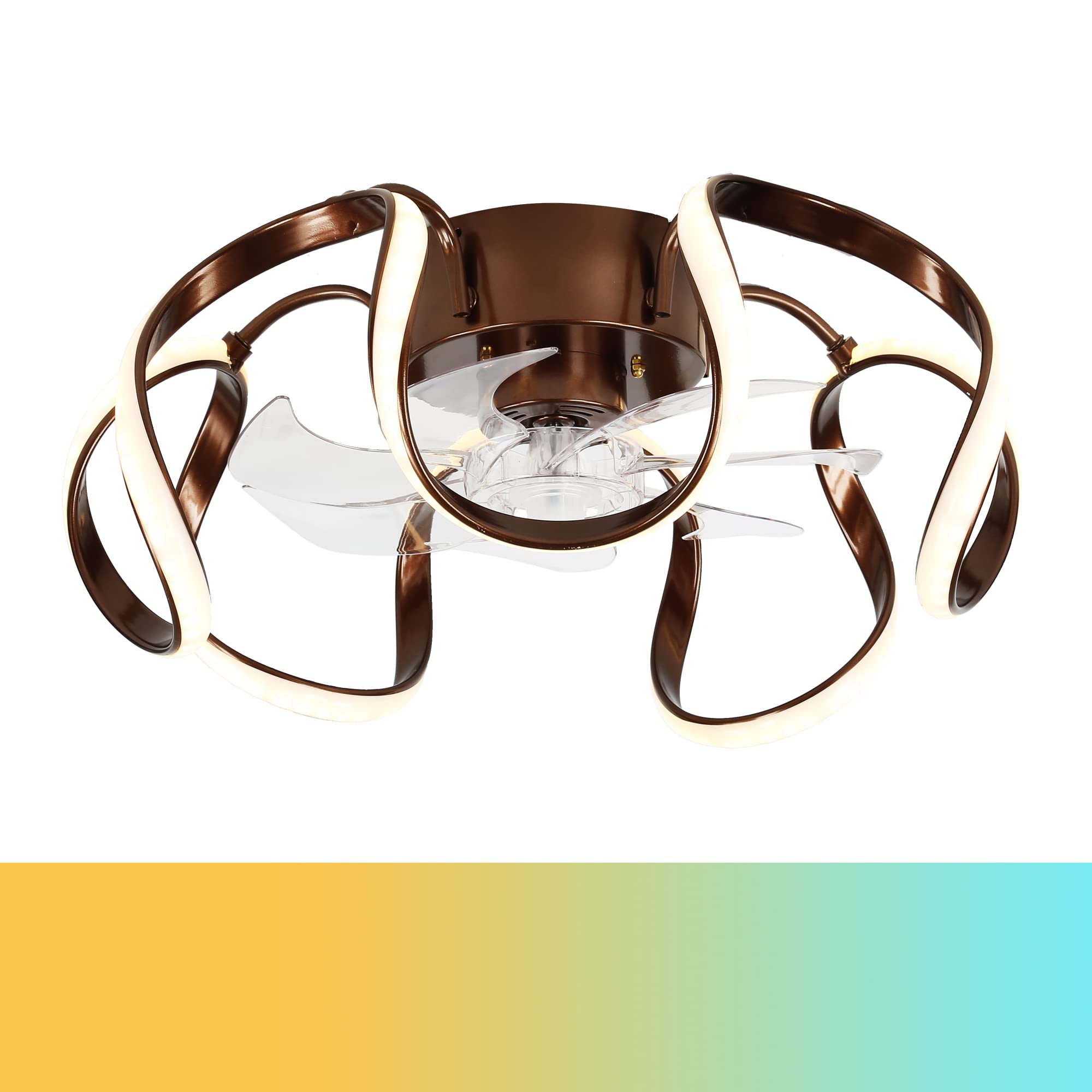 Bella Depot Modern Low Profile Flush Mount Ceiling Fan with Dimmable 3-Color LED Lights - Smart APP Control, Reversible, Timer - Perfect for Bedroom, Kitchen, Living Room & Home Office