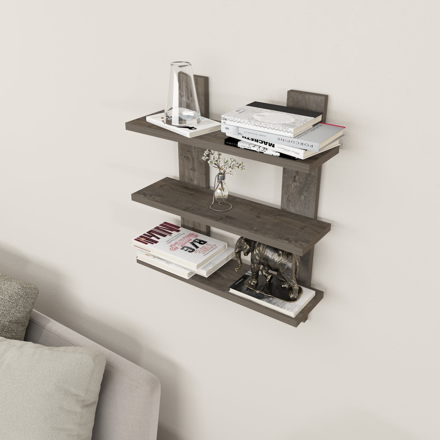 Harris Wall Shelf - Rustic Wood Floating Shelf for Home Decor, Books & Plants | Perfect for Living Room, Bedroom & Bathroom Storage & Organization