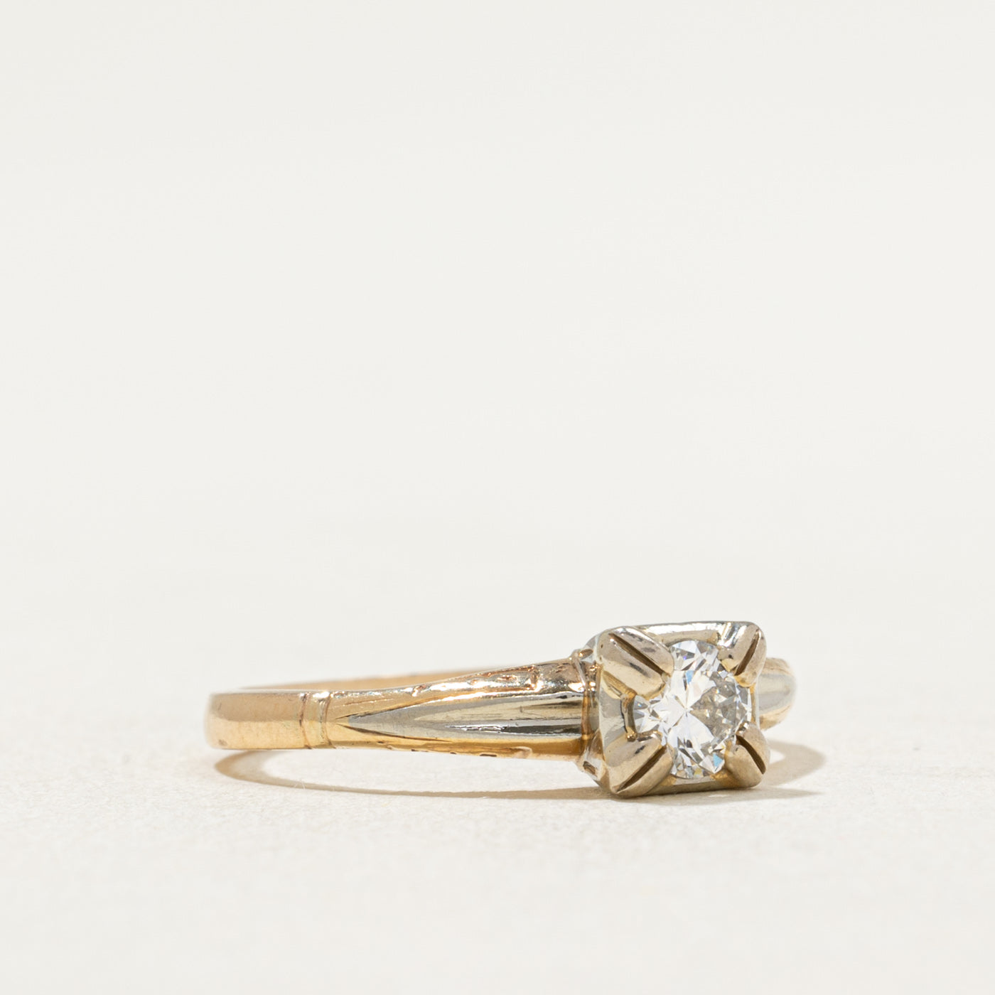 Vintage Solitaire Diamond Ring - 0.23 Carat Round Cut Diamond Engagement Ring in 14K White Gold, Size 4.25 | Perfect for Proposals, Anniversaries & Special Occasions