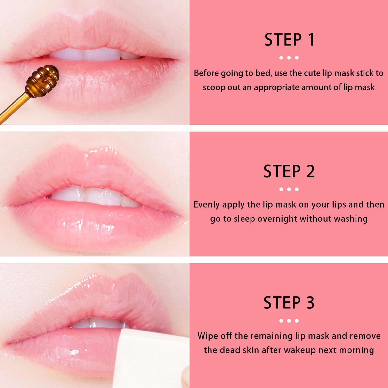 1 PCS Bee Lip Balm Lip Mask - Honey Pot & Peach Moisturizing Sleeping Lip Mask Overnight Treatment with Sticks, Hydrating Lip Balm for Dry & Cracked Lips - Exfoliating Lip Scrub for Night Care & Daily Moisturizing