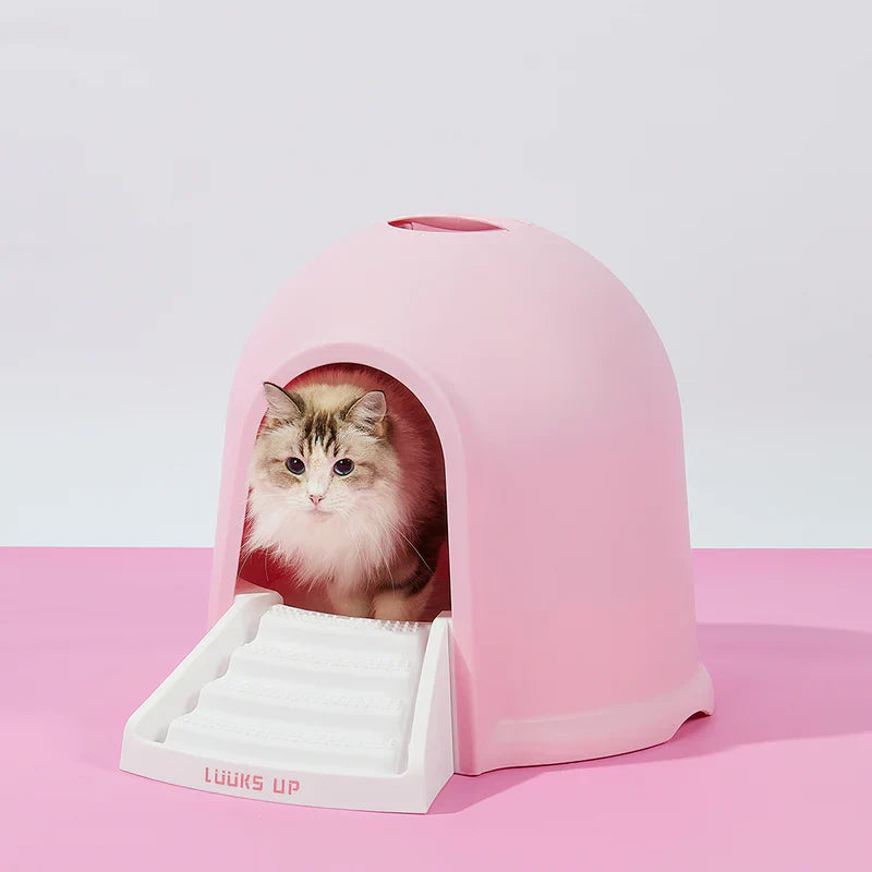 2 in 1 Kitty Litter Box & Cat House - Eco-Friendly Dual Use Litter Cabin with Odor Control - Perfect for Small Spaces & Stylish Home Decor
