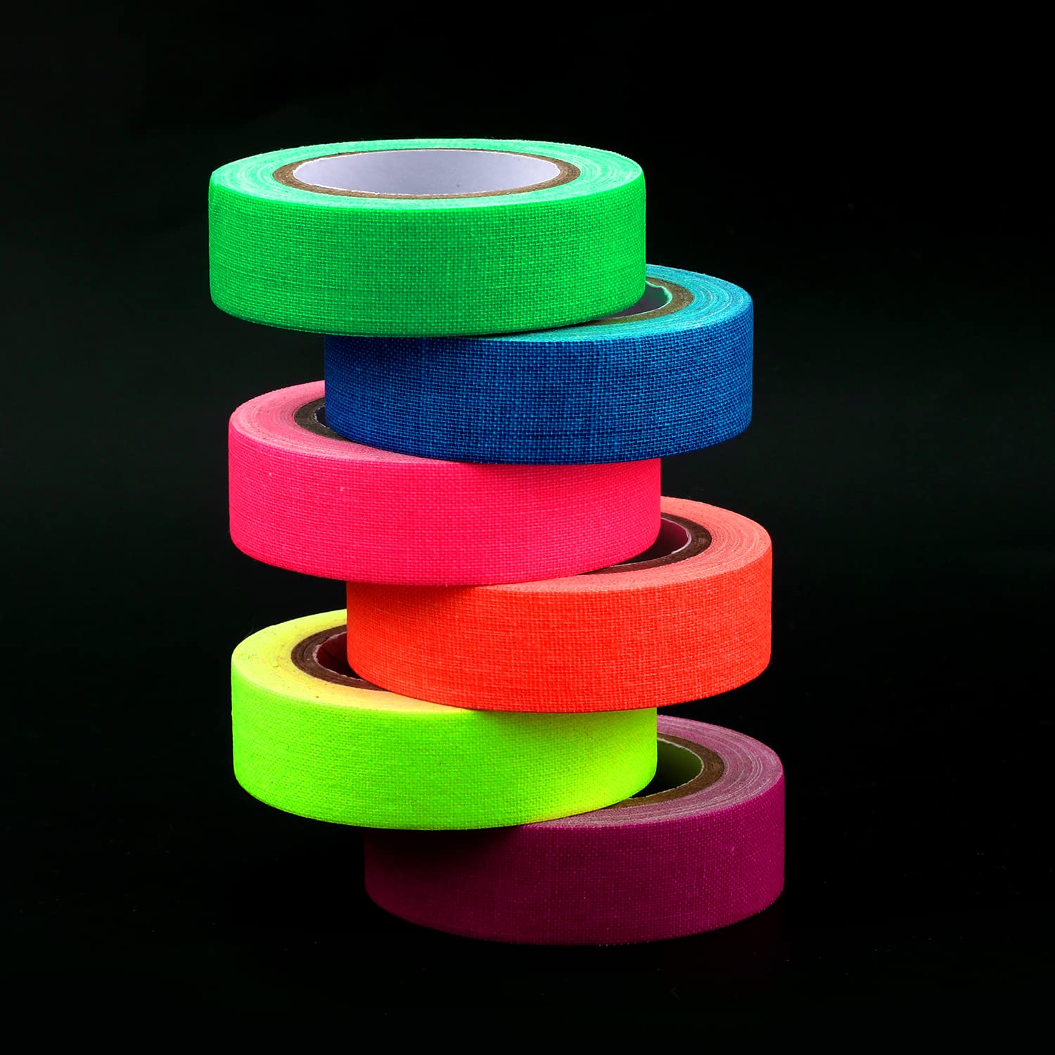 LUTER 6 Rolls Fluorescent Tape - Neon Glow in The Dark Reflective Flagging Tape for Home, Office, Party & Festival Decorations - Perfect for Marking, Safety Signs & Nighttime Visibility