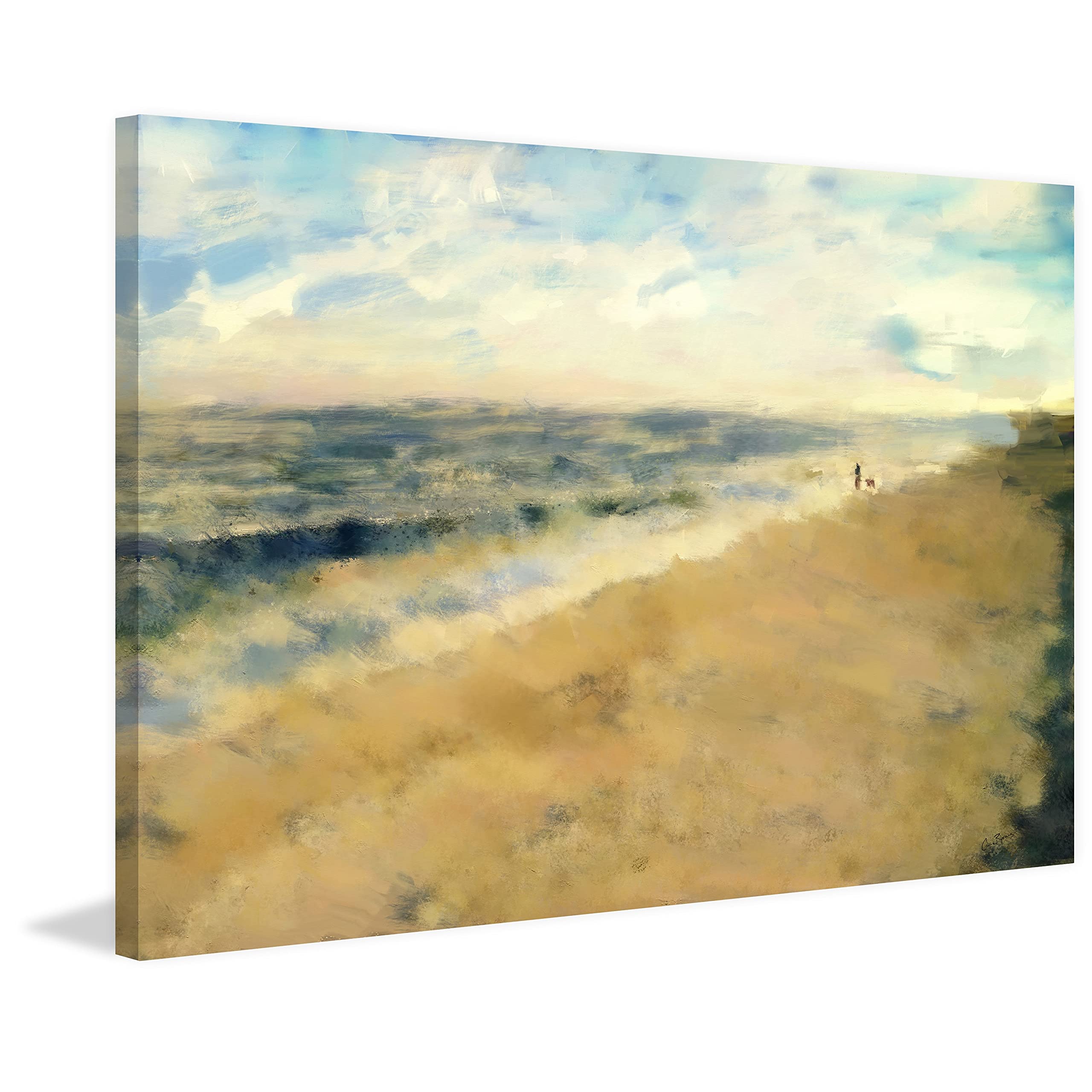MARMONT HILL - Handmade Beach Walk Canvas Wall Art Print 36x24 Inches, Coastal Decor for Living Room, Bedroom & Office