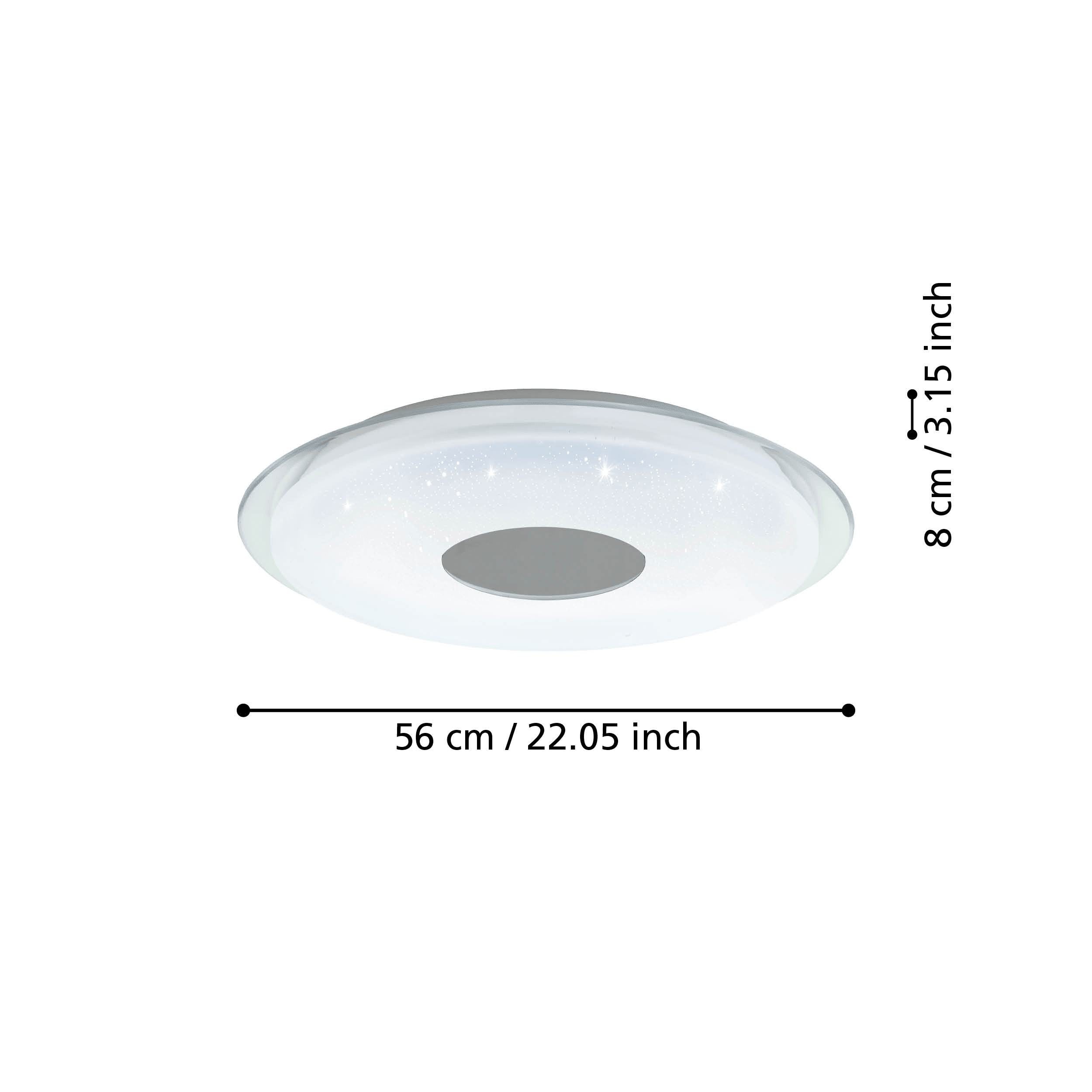 Eglo Connect Lanciano Z Smart LED Round Chrome Ceiling Flush Light 56cm - Modern Smart Lighting for Living Room, Bedroom & Kitchen