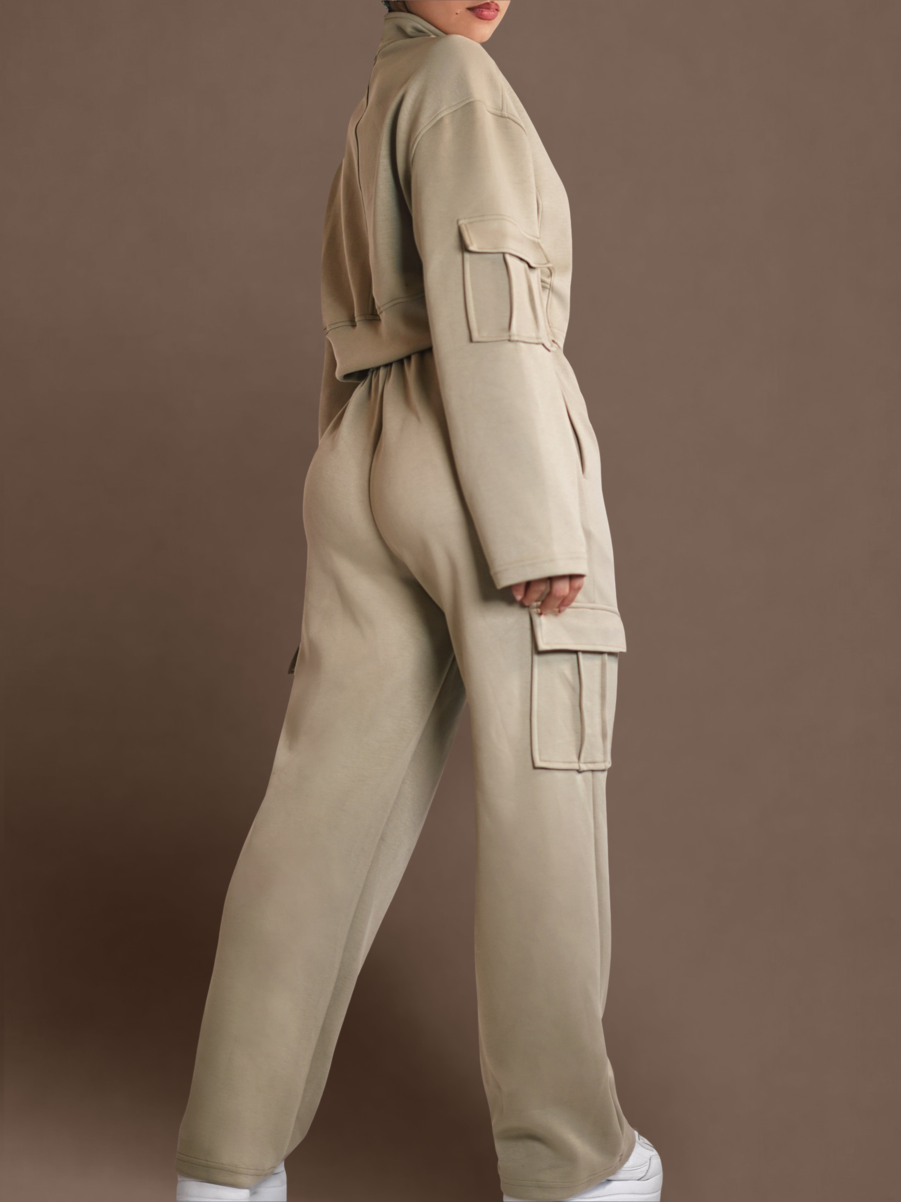 Lounge Mode Cargo Joggers - Soft Nude Color Comfortable Casual Pants for Women | Perfect for Yoga, Running, Travel & Everyday Wear