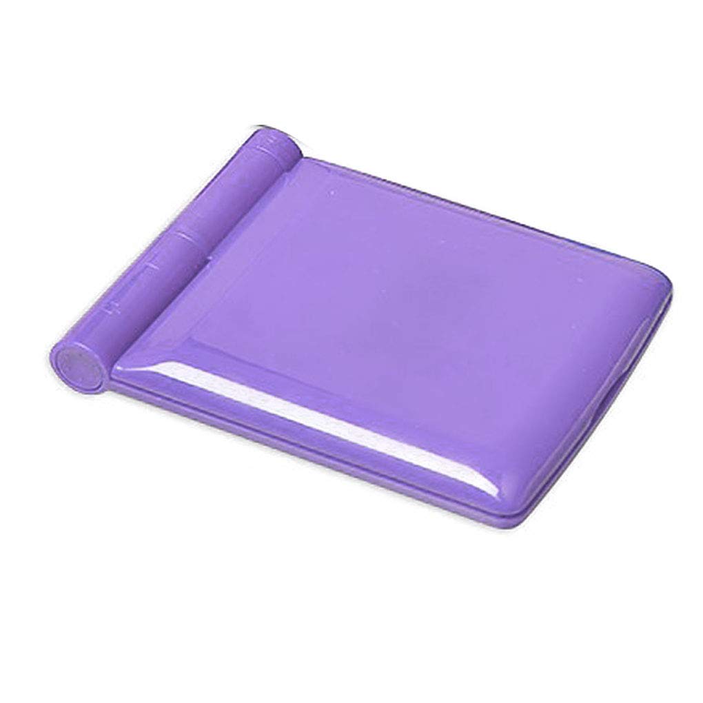 Mpowtech Portable LED Lighted Travel Makeup Mirror - 8 Adjustable LED Lights, Folding Compact Design for Purse & Pocket | Perfect for Travel, Home Vanity & On-the-Go Touchups (Purple)