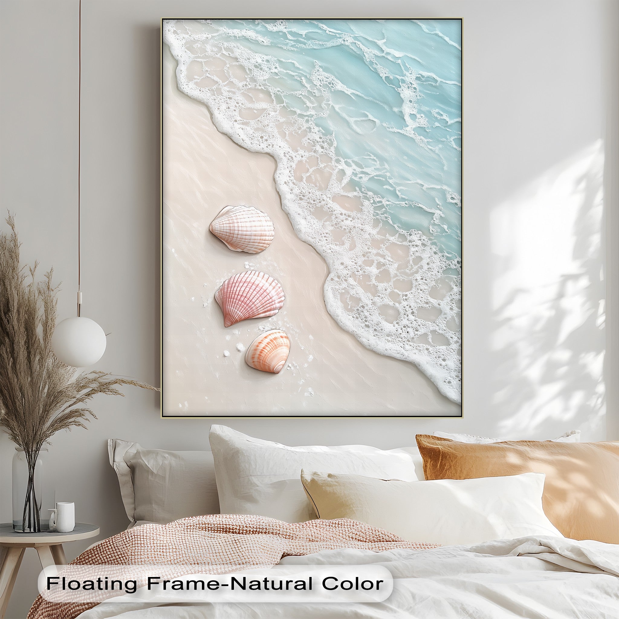 Coastal Calm - Soft Seashells on Cream Sand Canvas Print | Beach Wall Art for Living Room, Bedroom & Office Decor | Ocean Themed Home Decoration