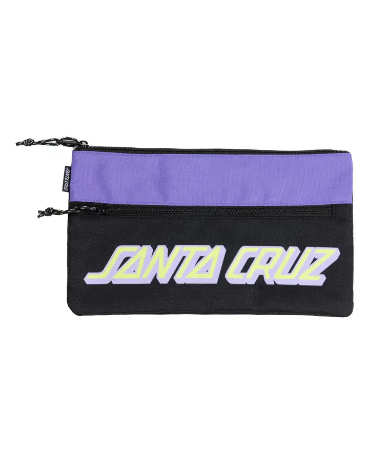 Santa Cruz Classic Strip Dual Zip Pencil Case - Stylish School & Office Organizer for Pens, Markers & Art Supplies - Perfect for Students, Artists & Professionals