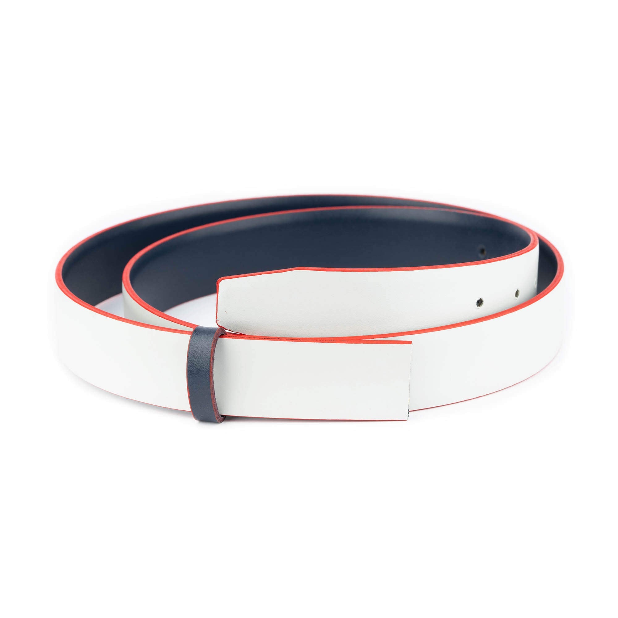 MontBlanc Belt Strap - Dark Blue Reversible to Light Gray with Red Edges - Premium Replacement Belt for Men | Perfect for Business, Casual & Formal Wear