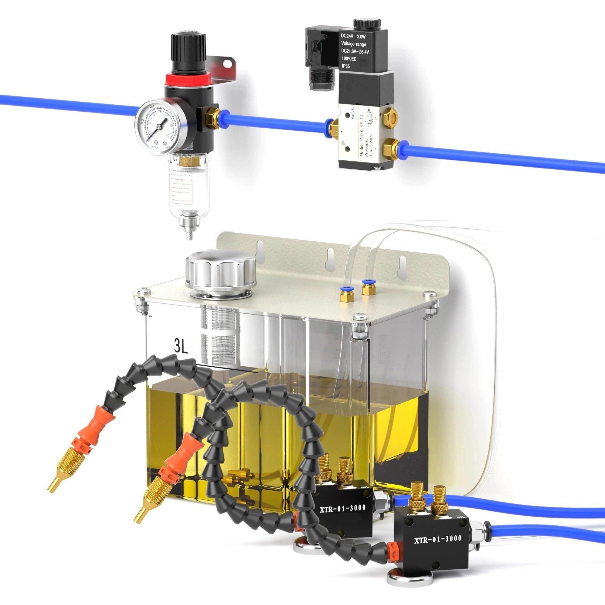 High-Pressure Misting Spray System with Pump & Solenoid Valve - Coolant Lubrication for CNC, Lathe, Milling & Metal Cutting Machines | Perfect for Precision Engraving & Industrial Metalworking Applications