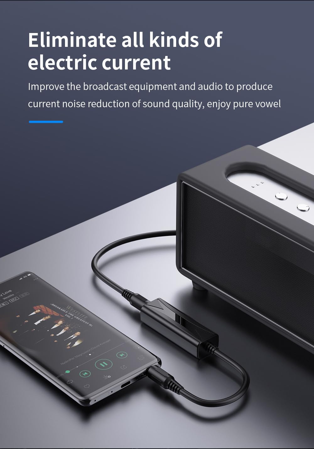 BOLS 3.5mm Ground Loop Noise Isolator - Eliminate Buzzing & Hum in Car Audio & Home Stereo Systems - 3.5mm Audio Cable Included (Black) - Perfect for Car Sound Systems, Home Theaters & DJ Setups