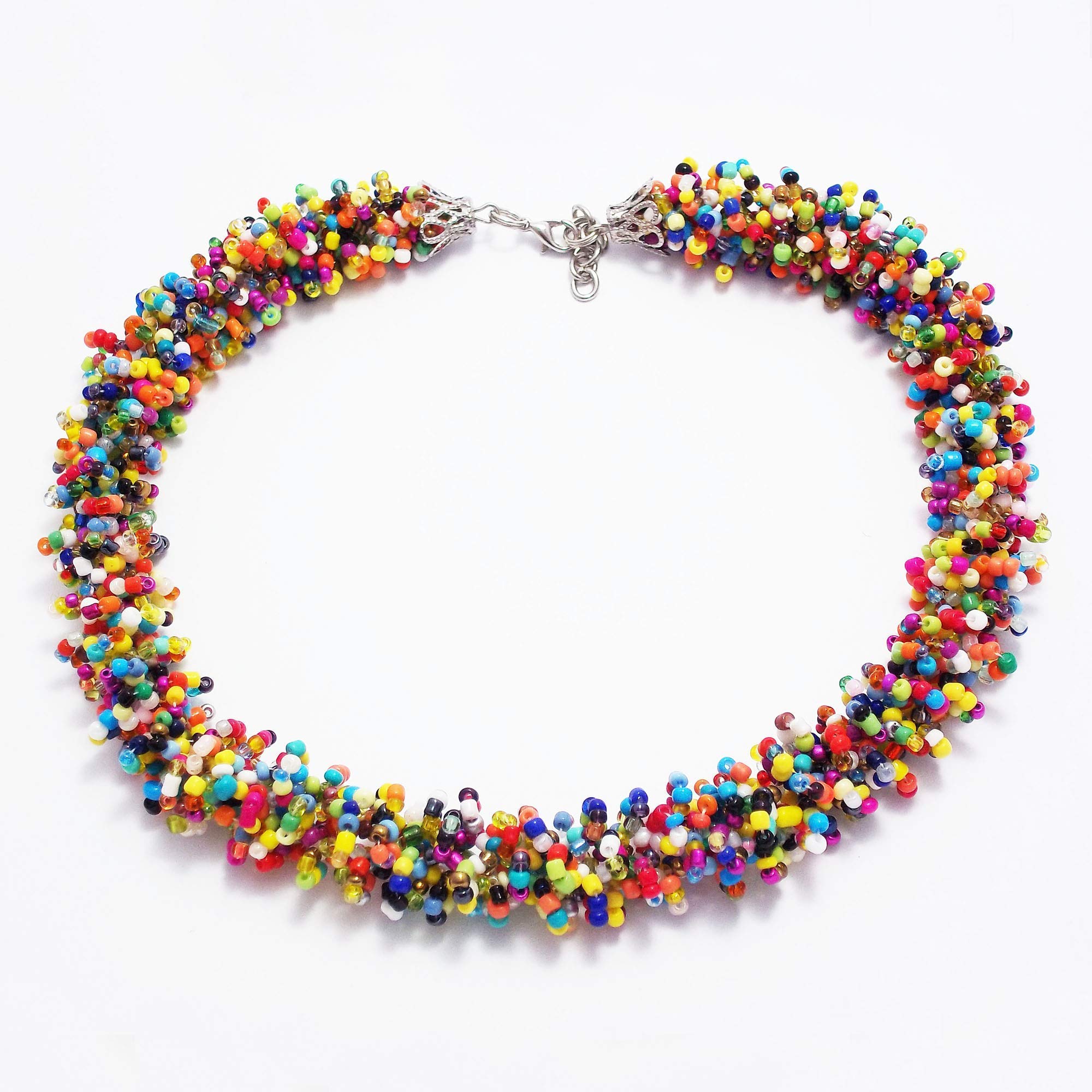 Vibrant African Beaded Statement Necklace - Handmade Colorful Rope Jewelry for Women, Unique Gift for Grandma - Perfect for Summer Outfits, Weddings & Cultural Events