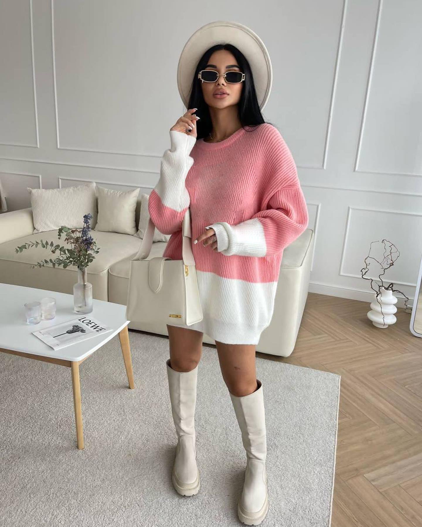 Cozy Knitted Sweater for Women - Soft & Warm Letter Design Pullover - Perfect for Fall, Winter & Casual Outfits