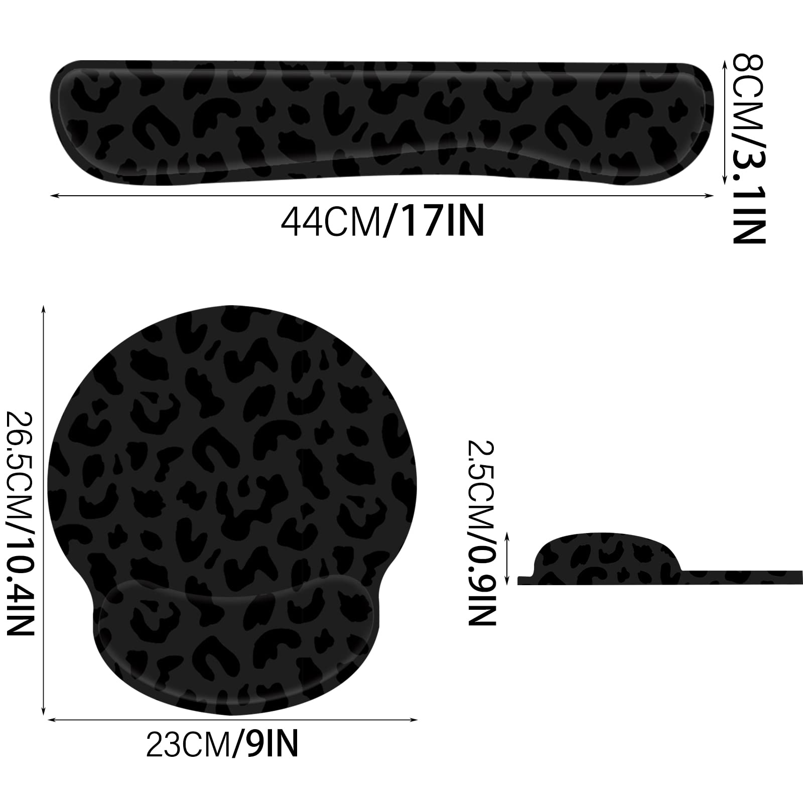 2Pcs Ergonomic Keyboard & Mouse Wrist Rest Set - Memory Foam Support with Non-Slip Base for Office & Gaming (Western Black Purple Leopard Cheetah Pattern) | Perfect for Long Computer Work, Typing & PC Gaming Comfort