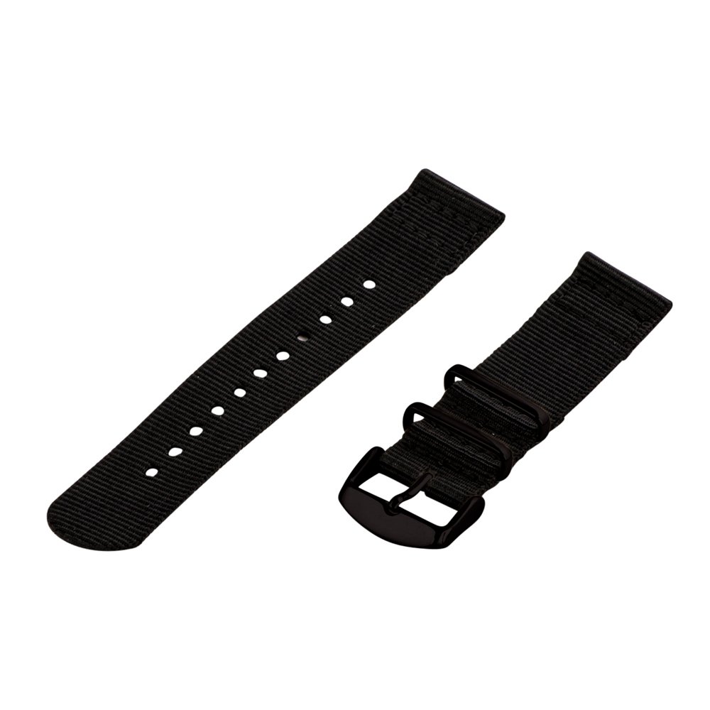 Clockwork Synergy 24mm 2-Piece Classic NATO PVD Black Nylon Replacement Watch Strap Band - Durable Military Style Watch Band for Men's & Women's Watches, Perfect for Outdoor Activities, Sports & Everyday Wear