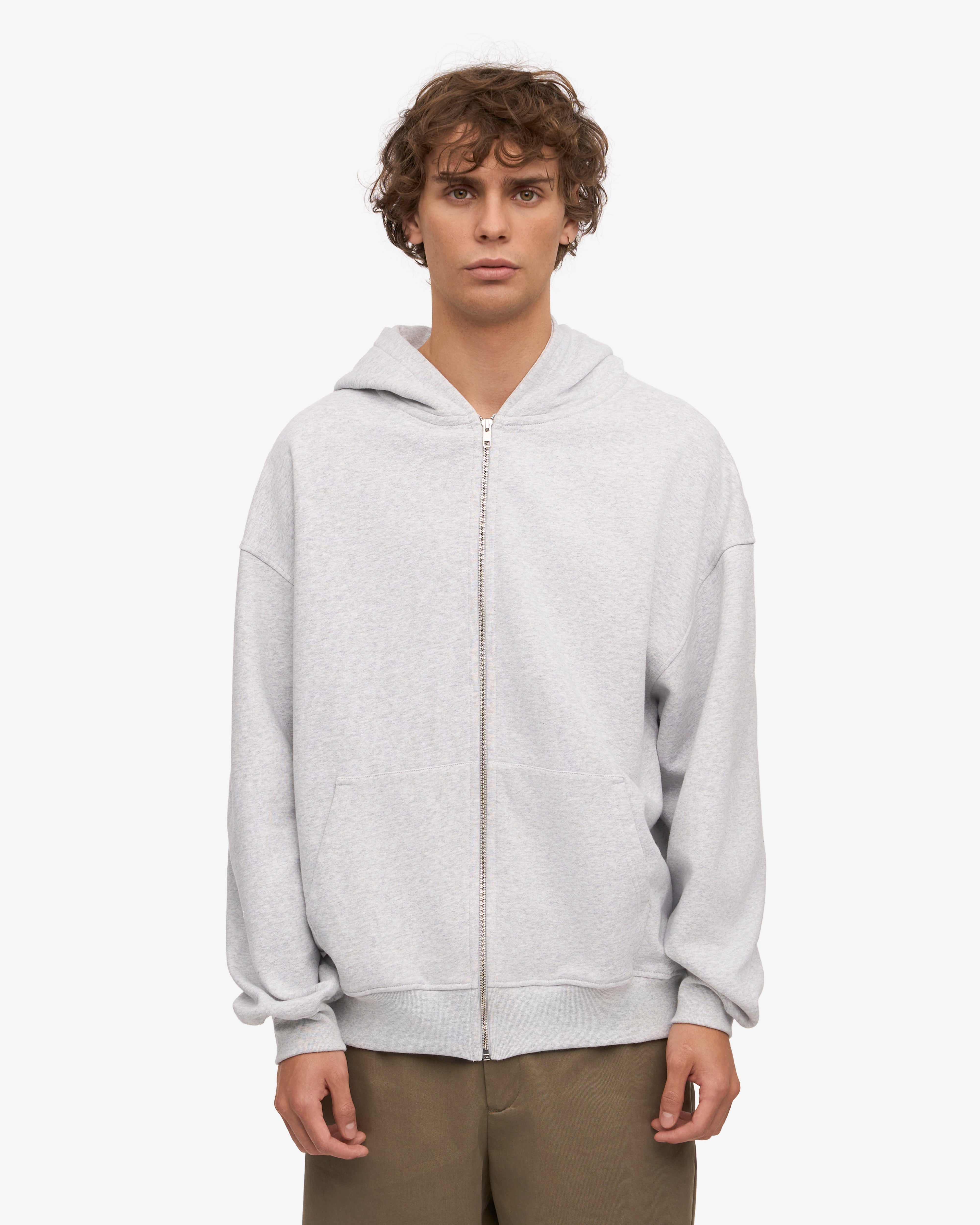 Organic Oversized Zip Hoodie for Women - Soft Snow Melange Fleece Pullover - Cozy Winter Loungewear & Outdoor Activities