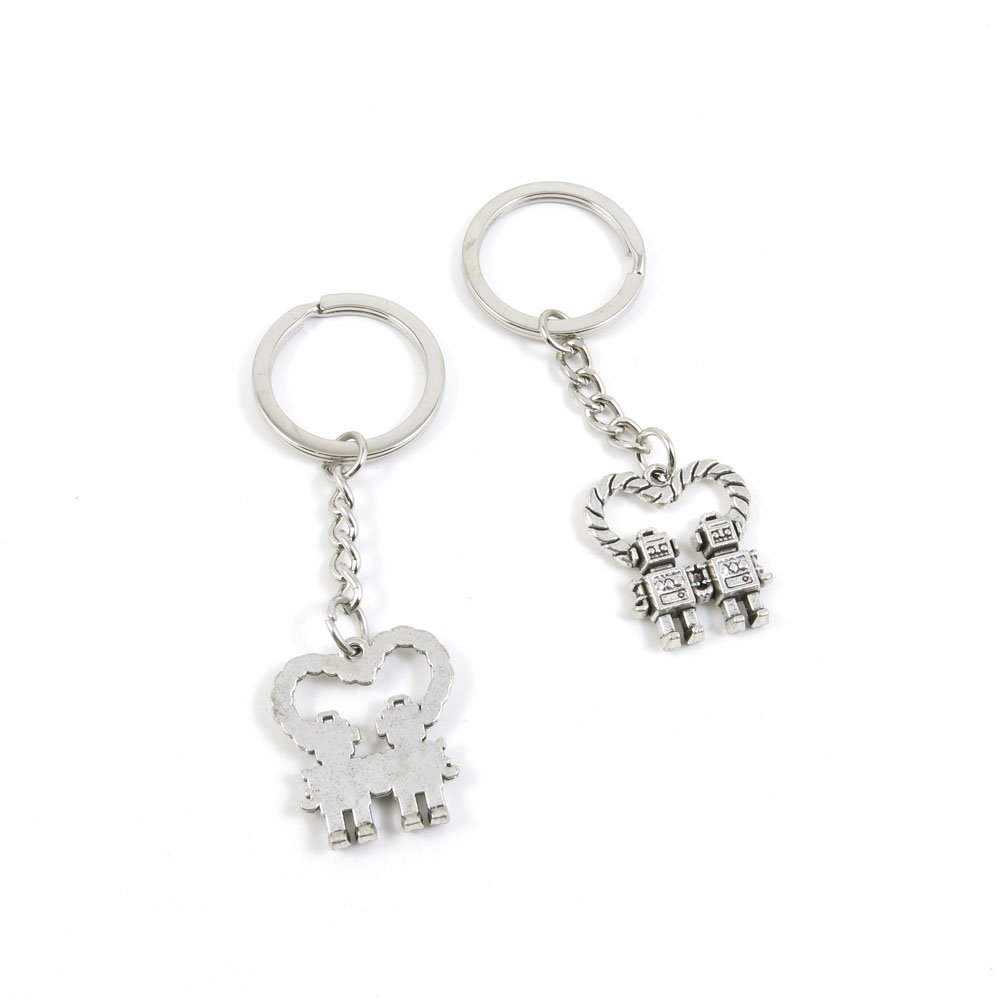 40 Pcs Bulk Keychain Charms - Wholesale Key Rings for Jewelry Making, DIY Crafts, Car & Door Keys - Perfect for Robot Lovers & Gift Giving (B2WN6) - Great for Party Favors, Promotional Items & Personal Accessories