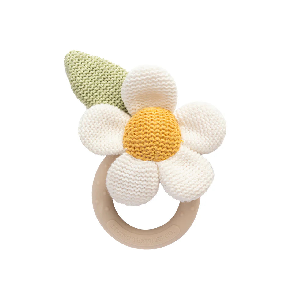 Whimsical Wonderland Daisy Teething Ring Rattle - Soothing Baby Teether Toy with BPA-Free Silicone for Infants 0-12 Months | Perfect for Teething Relief, Sensory Play & Early Development
