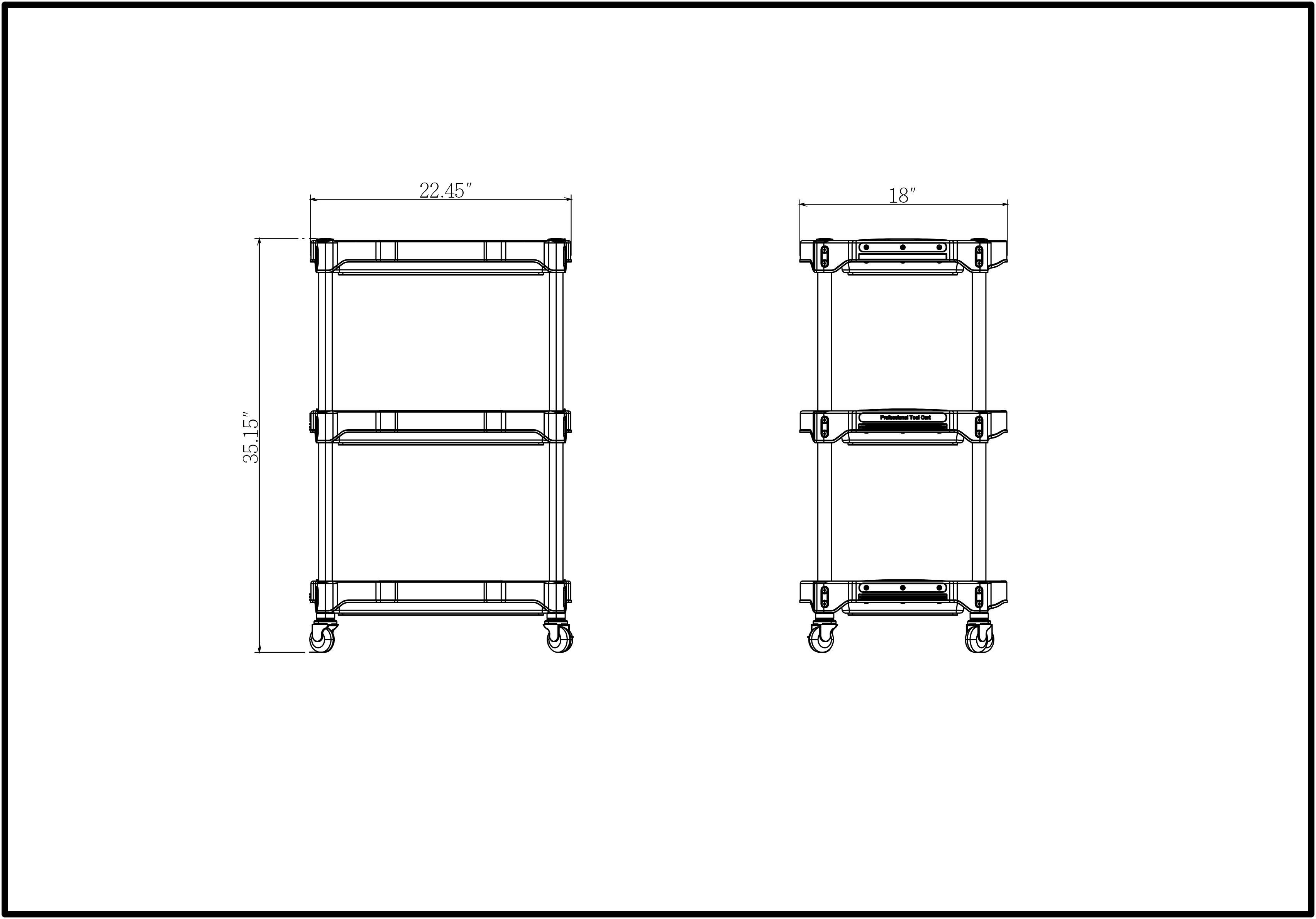 Luxor 3-Shelf Rolling Tool Cart with Locking Wheels - Heavy Duty Metal Utility Cart for Garage, Workshop, and Automotive Repair - Perfect for Organizing Tools and Equipment