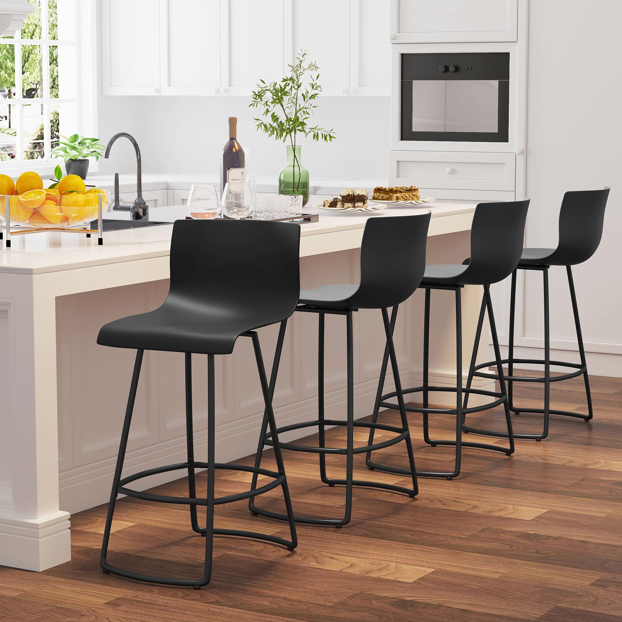 4-Piece Modern Swivel Bar Stool Set with Back - 24