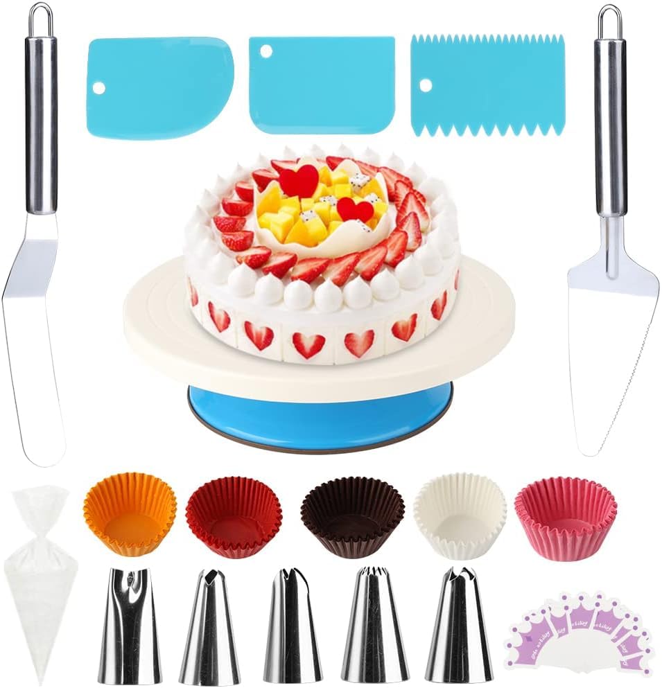 211 Pcs Cake Decorating Kit - Professional Baking Supplies Set with Rotating Turntable, Piping Bags, Toppers & Paper Cups | Perfect for Birthday Cakes, Wedding Desserts & DIY Home Baking Projects