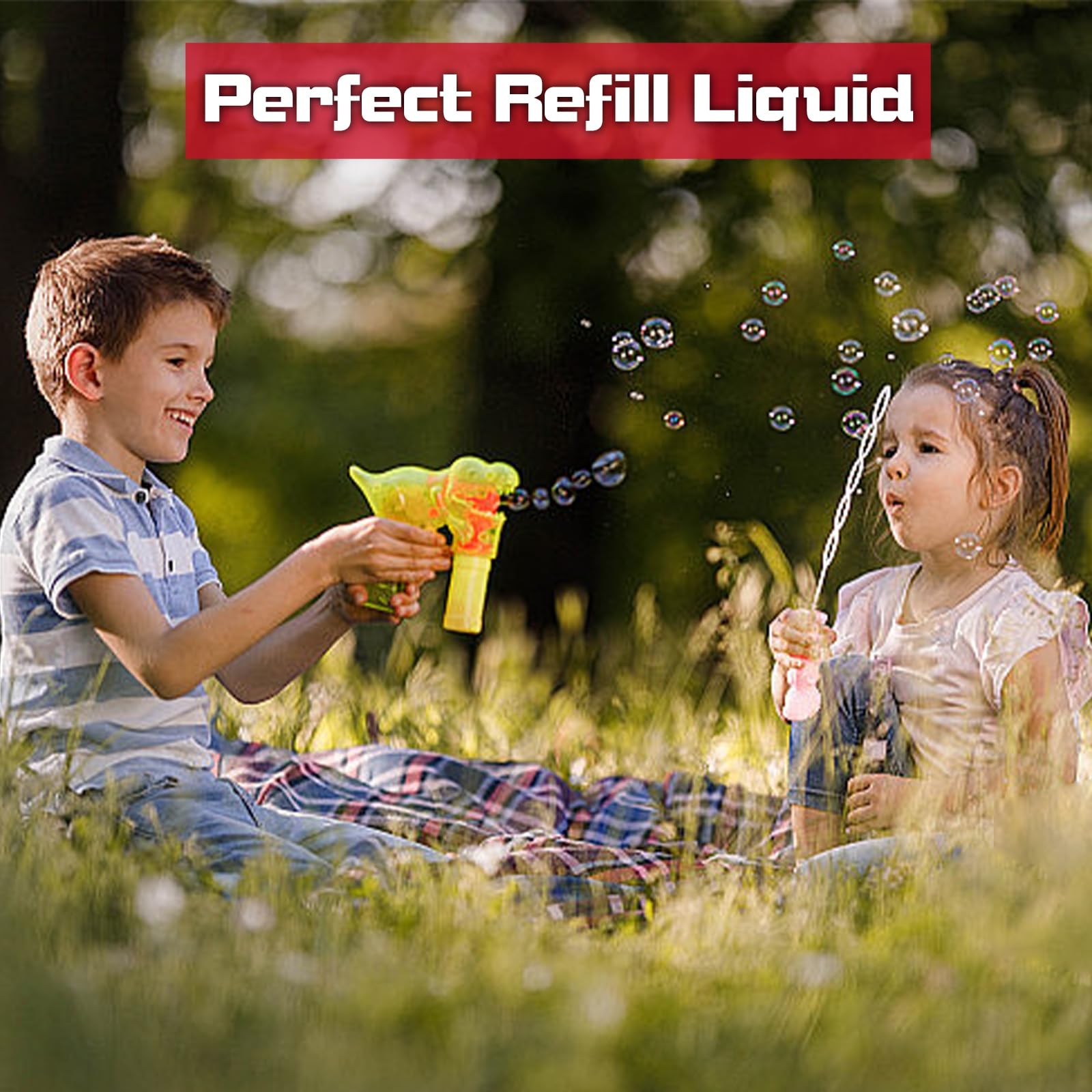 MorTime 3 Bottles Bubble Solution Refills - 3L/101oz Concentrated Bubble Liquid for Bubble Wands, Machines & Blowers (Makes 7.5 Gallons) - Perfect for Kids Outdoor Play, Birthday Parties & Summer Activities
