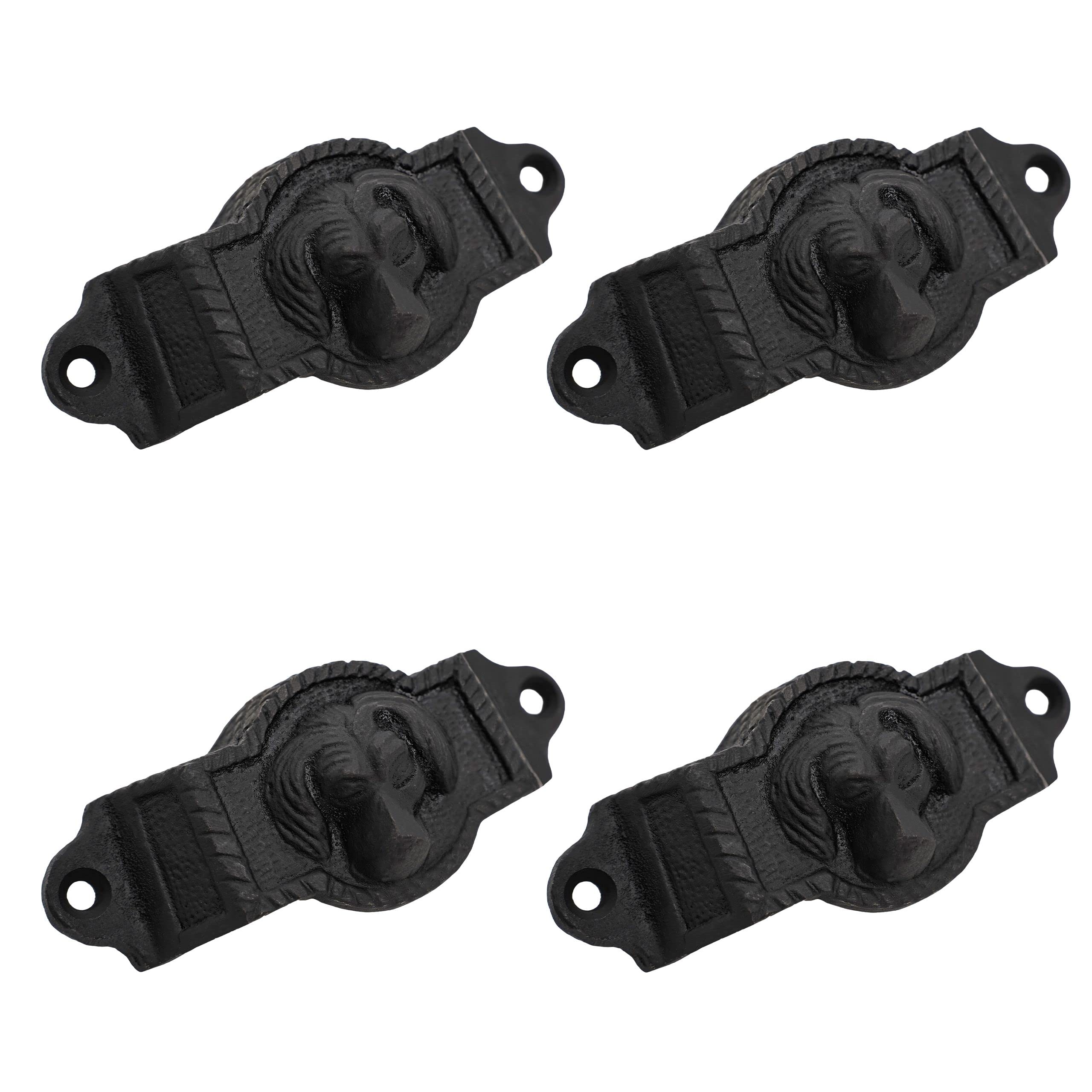 4 Pack Flat Black Cabinet Pulls - Antique Matte Handforged Iron Drawer Handles for Dresser, Closet & Kitchen Cabinets - Durable Hardware for Home Renovation & Furniture Upgrade