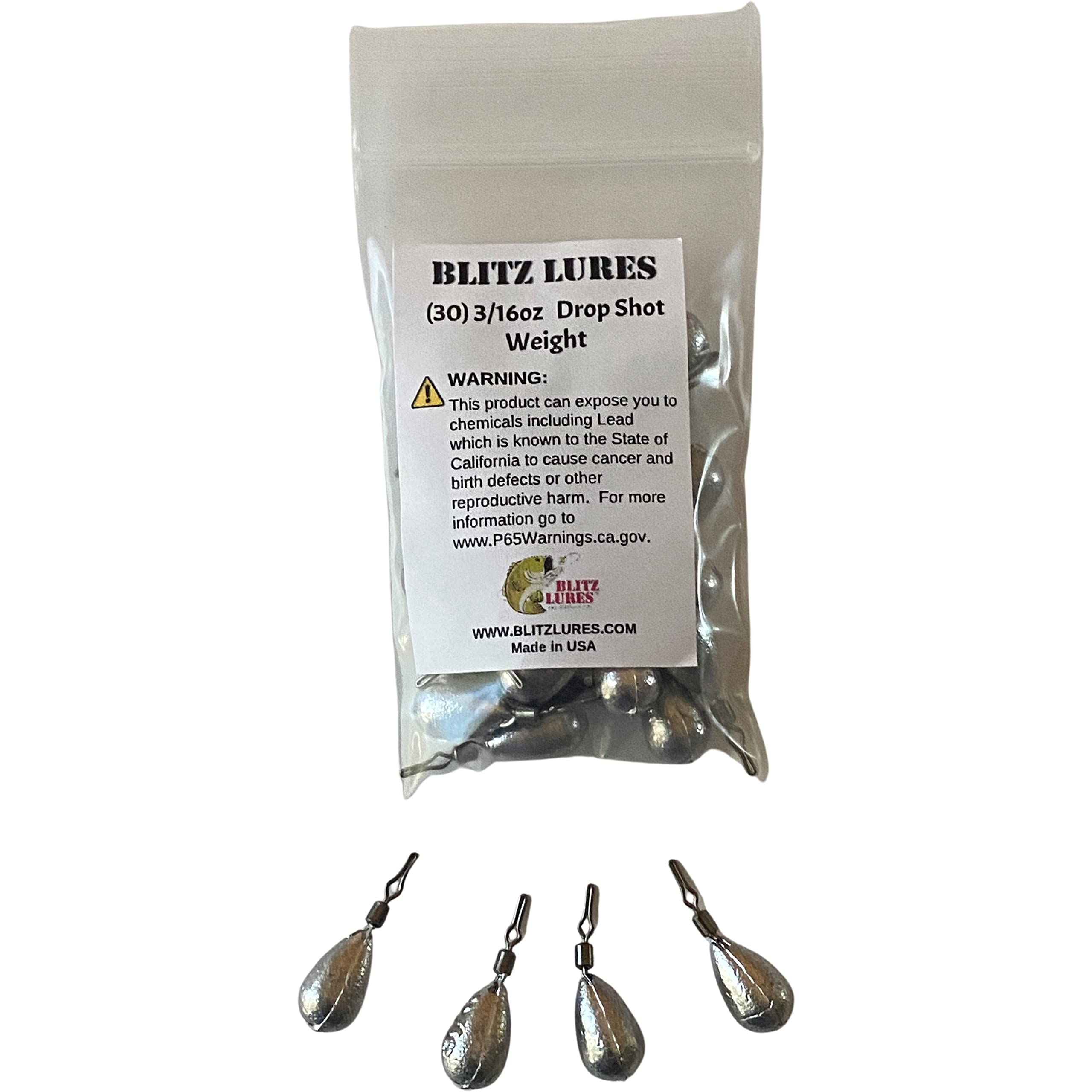 Premium Drop Shot Weights - USA Made Tear Drop Lead Fishing Sinkers with Line Clip for Bass, Walleye & Panfish - Perfect for Finesse Fishing & Vertical Jigging