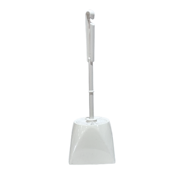 Premium Crystal White Toilet Brush Set with Holder - Stain-Resistant, Durable Bathroom Cleaning Tool for Home, Hotel & Office Use
