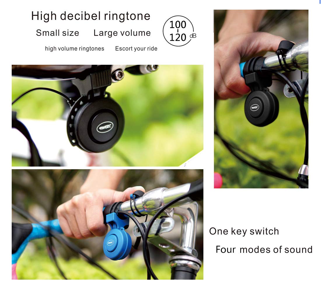 Electric Bike Horn - 100-120DB Waterproof Electronic Bicycle Bell with 4 Sound Modes & Rechargeable Battery (Blue) - Perfect for Commuting, Cycling Safety & Urban Riding