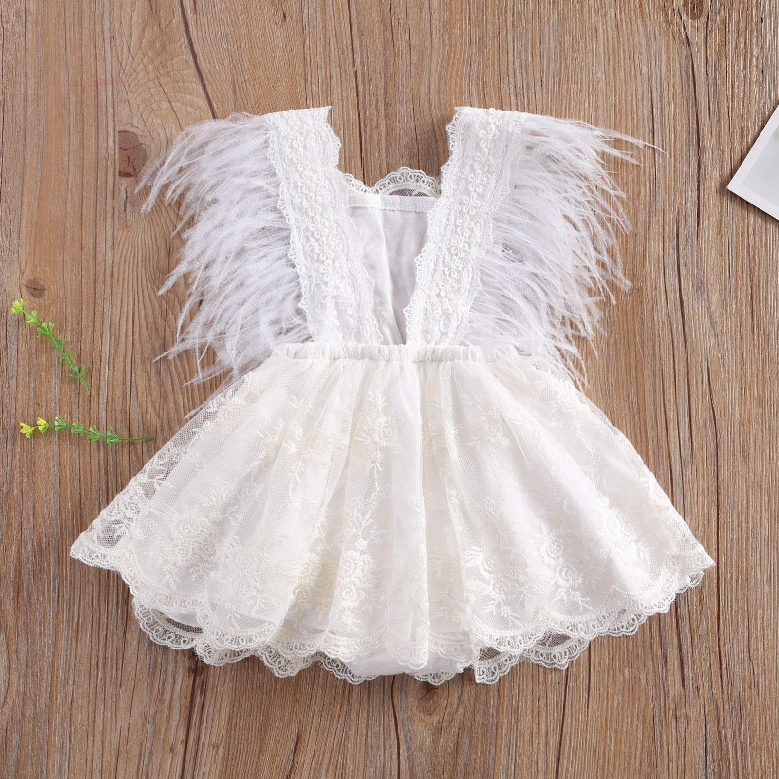 Hnyenmcko Newborn Baby Girl Lace Romper Dress - Ruffle Sleeveless Backless Tassel Jumpsuit for Summer Outfit | Perfect for Photoshoots, Parties & Special Occasions