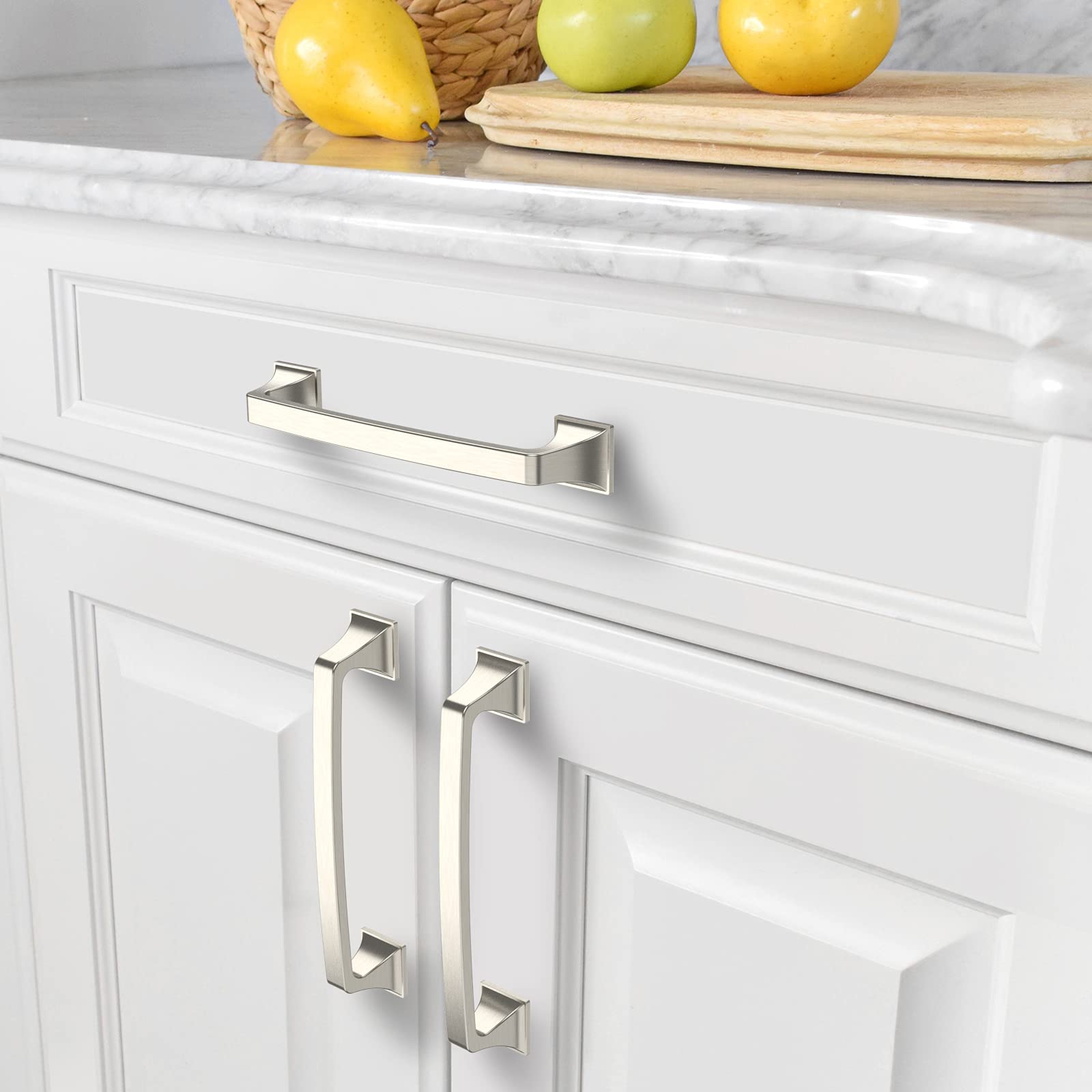 Amerdeco 20 Pack 5 Inch (128mm) Brushed Satin Nickel Cabinet Handles - Kitchen & Bathroom Drawer Pulls for Cabinets, Dressers & Furniture Hardware | Durable & Stylish Home Upgrade for Modern Kitchens & Bathrooms