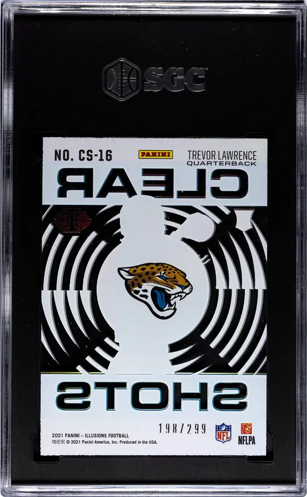 2021 Panini Illusions Trevor Lawrence Rookie Card RC Clear Shots Light Blue #/299 SGC 9 Mint - Perfect for NFL Collectors, Sports Memorabilia Displays & Investment Pieces