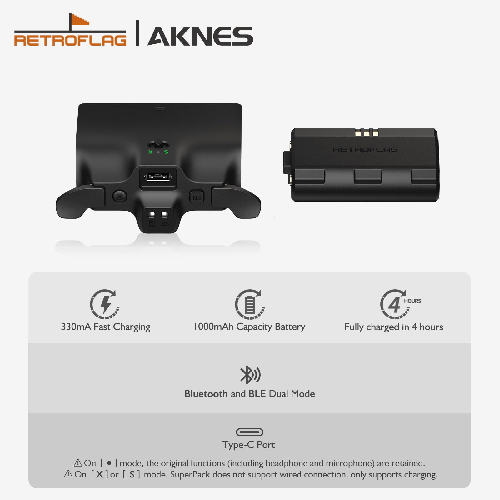 RetroFlag Superpack Xbox Series X|S Controller Strike Pack Paddle - 1000mAh Rechargeable Battery, Programmable Back Buttons, Mapping, Six-Axis Gyro & Turbo - Compatible with Windows, Switch & Steam Deck - Perfect for Competitive Gaming & Long Play Sessions