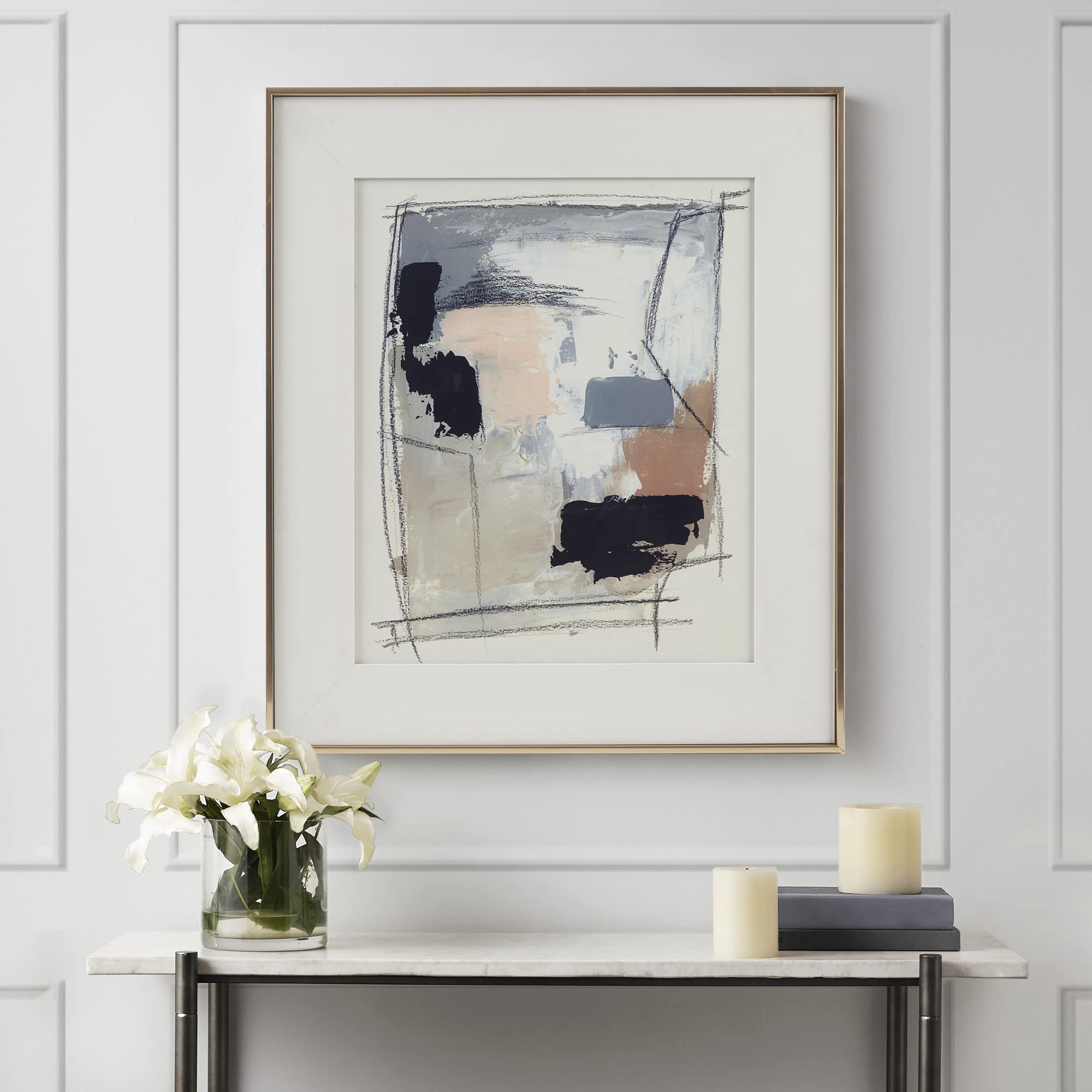 Madison Park Abstract Canvas Wall Art in Gold Metal Frame - 27.8