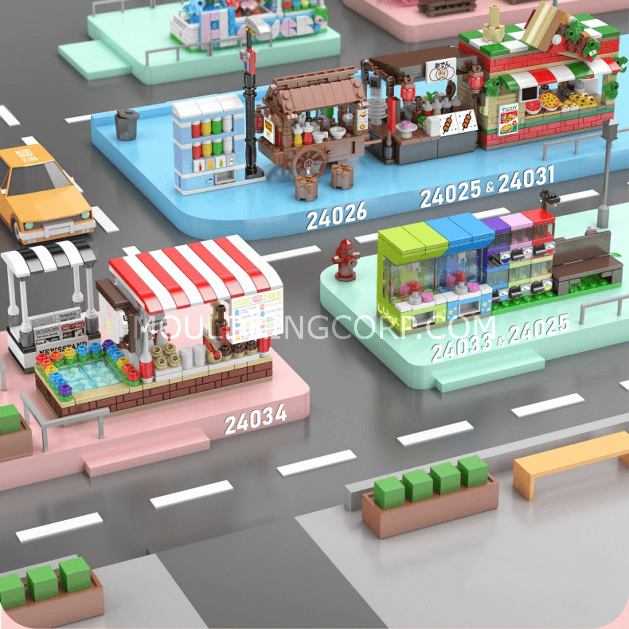 Mould King 24034 Coffee Shop & Newsstand Modular Building Set - 265 PCS Brick Construction Toy for Adults & Kids - Perfect for Home Decoration, Gift, and Creative Play