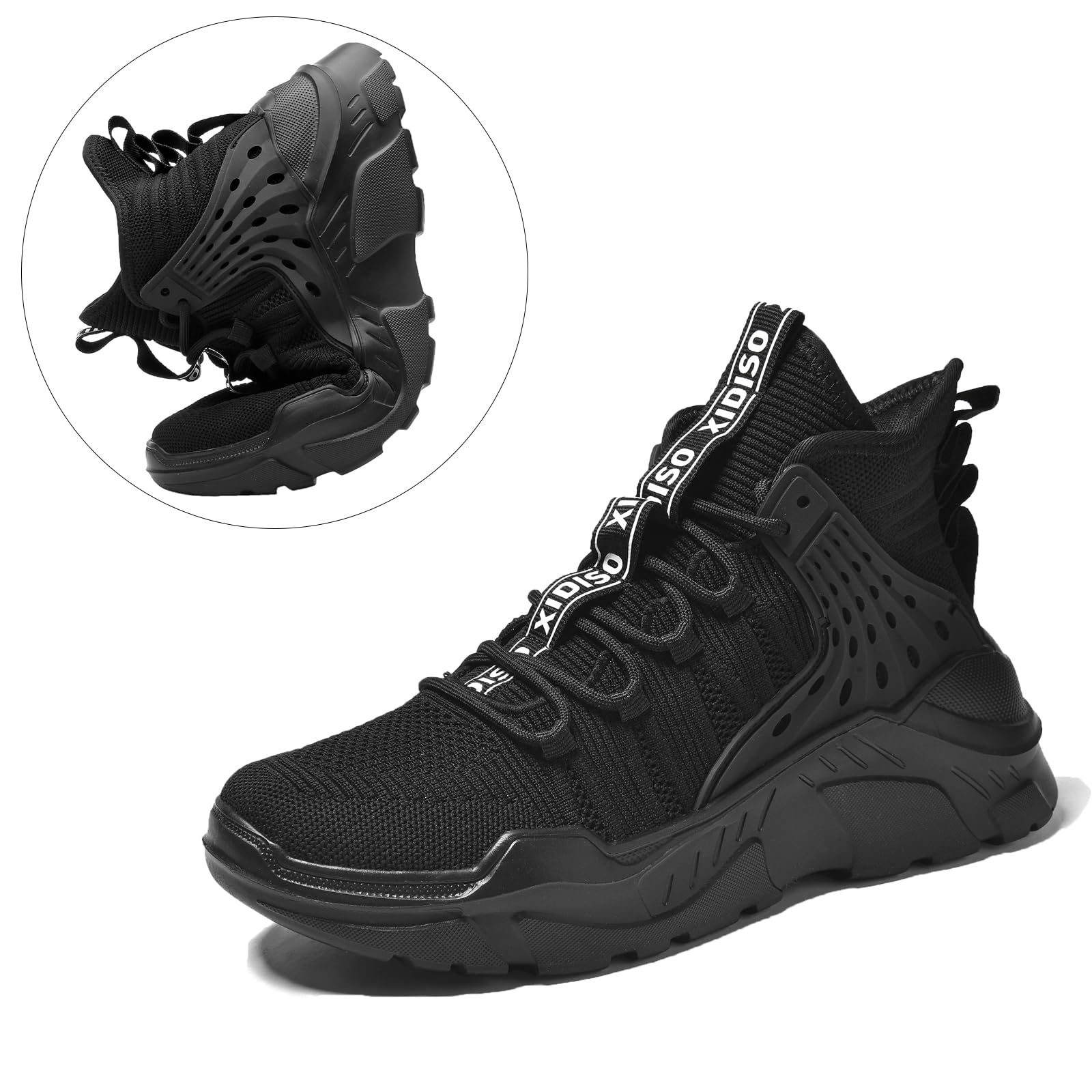 SANNAX Men's High Top Running Shoes - Lightweight Non-Slip Athletic Sneakers for Walking, Tennis & Gym Workouts | Breathable Sock Design for Sports & Casual Wear