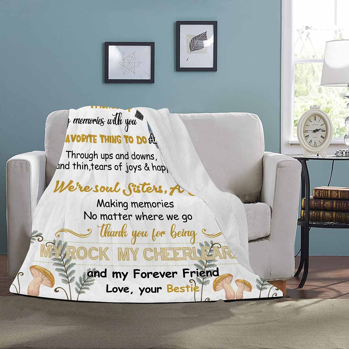 Custom Best Friend Blanket - Soul Sisters & Squad Memories - 70 x 80 Inch Soft Throw Blanket for Couch, Bed, and Travel - Perfect Gift for BFFs