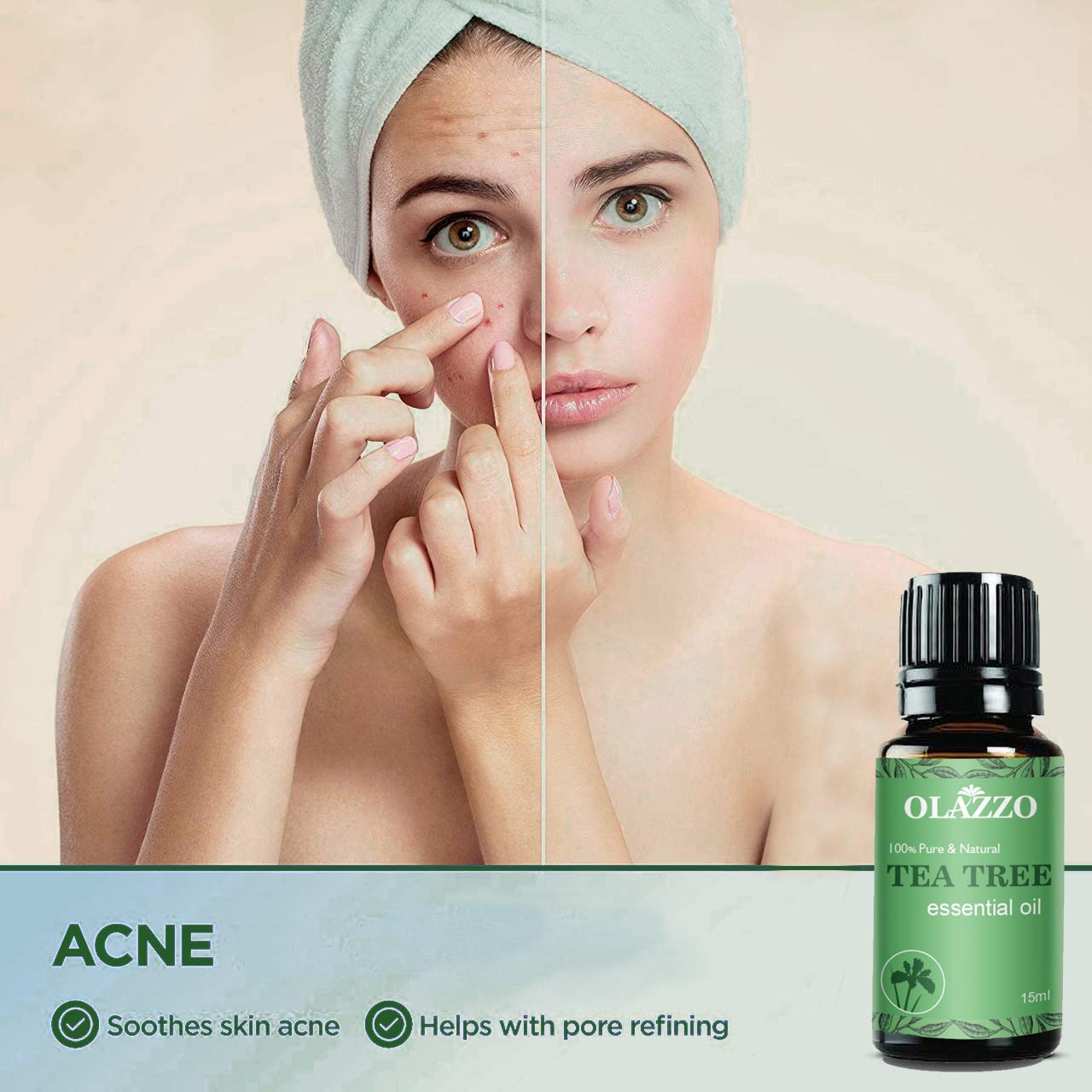 Pure Tea Tree Essential Oil for Skin, Hair & Nails - 100% Natural Steam Distilled Treatment for Acne, Dandruff & Healthy Toenails | 30ml Organic Oil for Face Care, Hair Growth & Foot Health